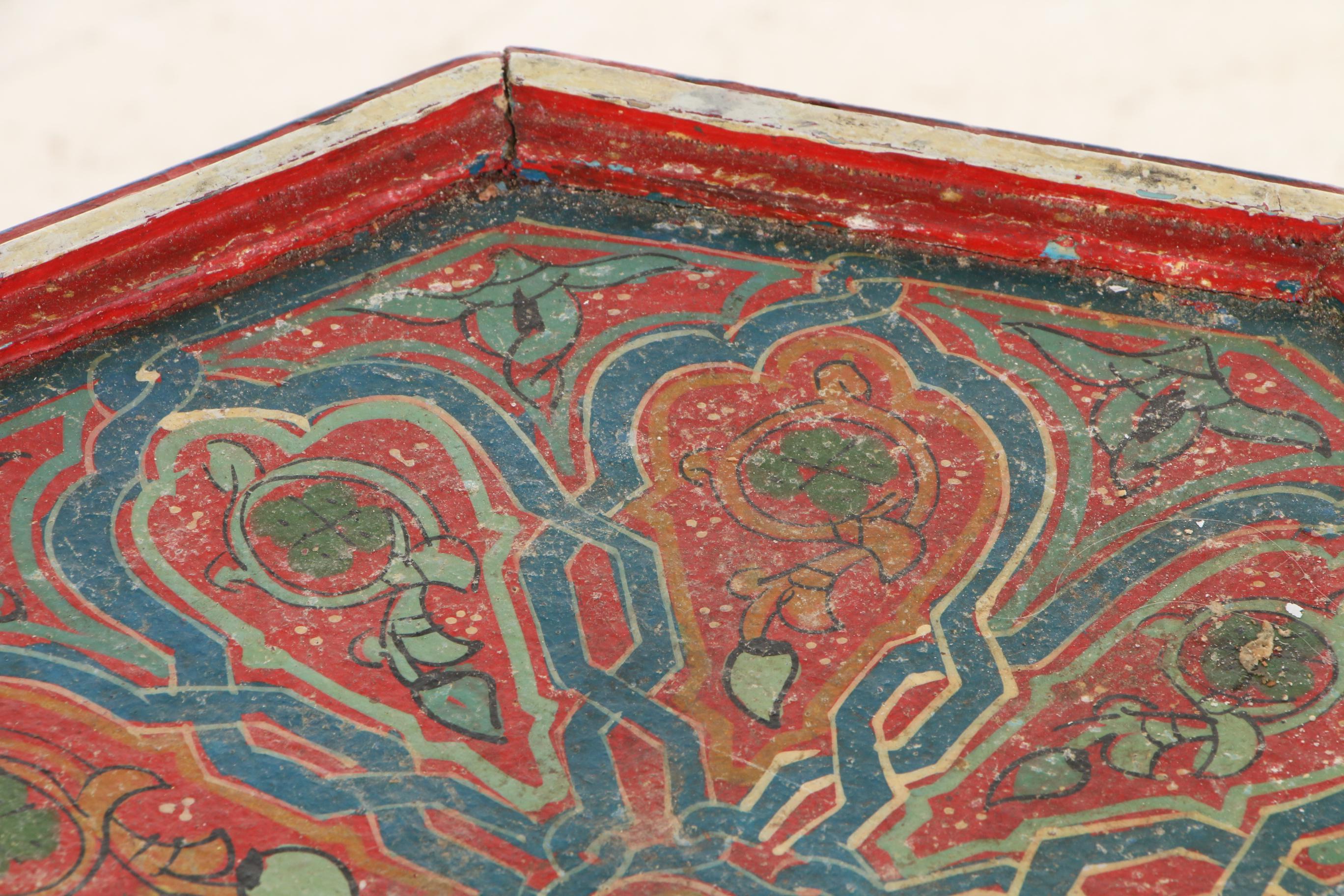 Hand-Painted Wood Tabouret