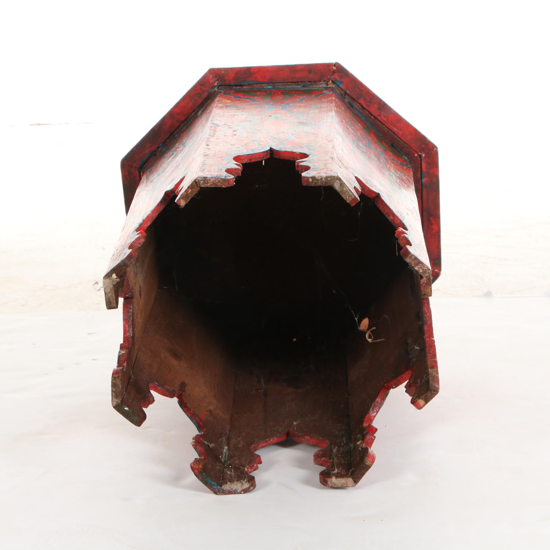 Hand-Painted Wood Tabouret