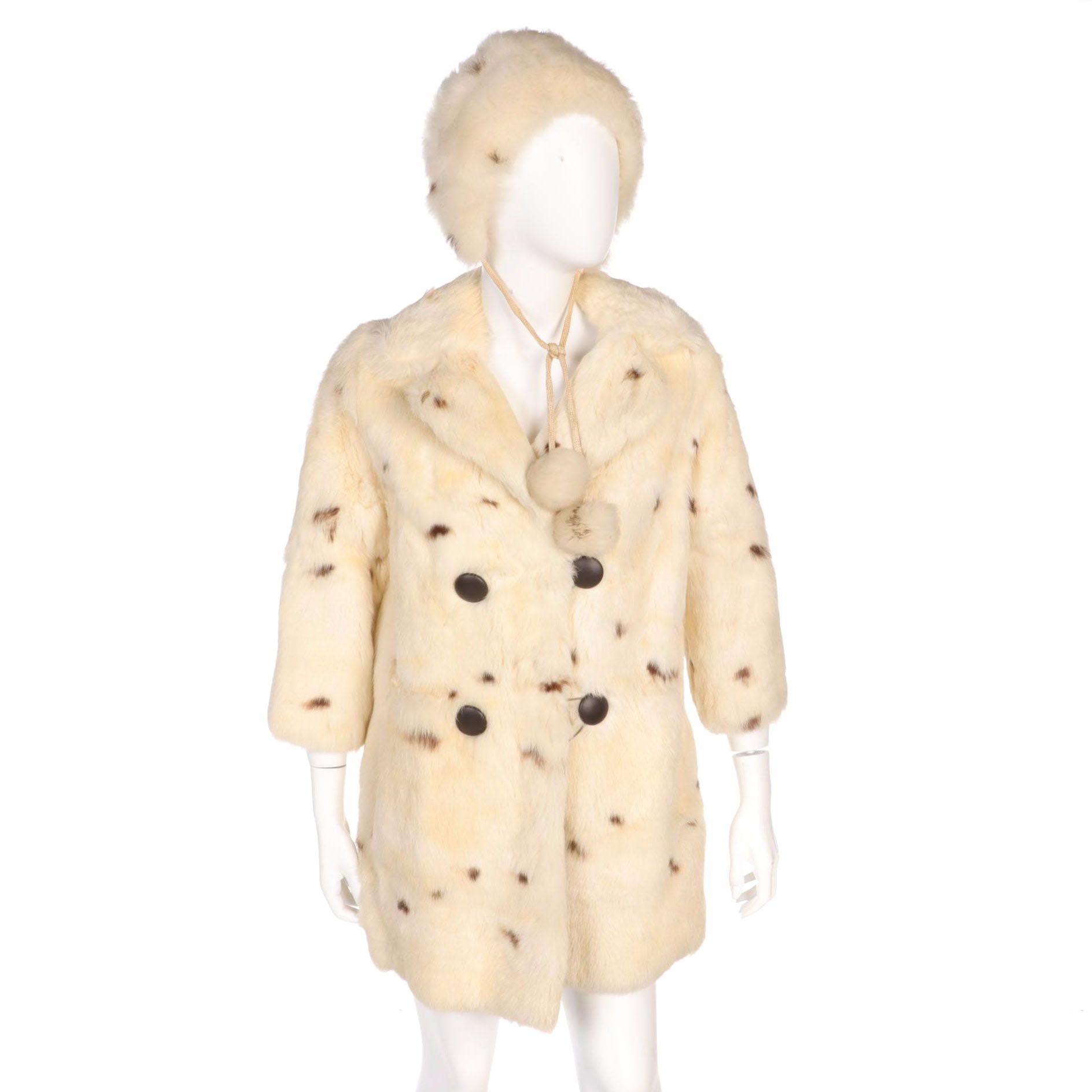 Rabbit Fur Stroller Coat with Tuscan Lamb Fur Hat