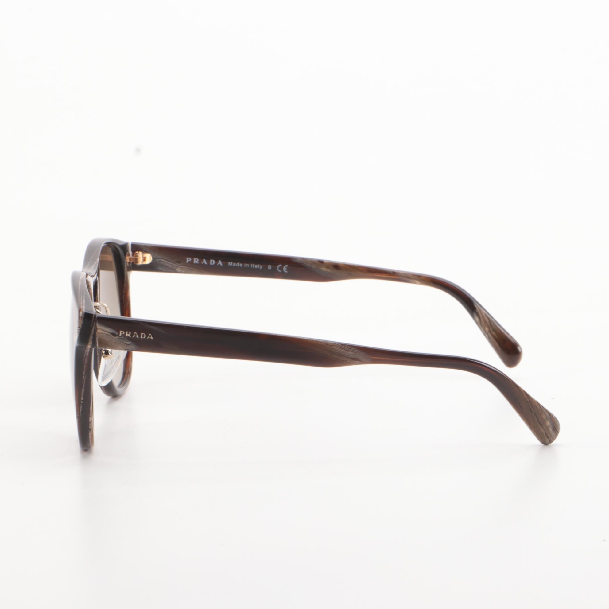 Prada SPR09U Brown Marble Pilot Sunglasses