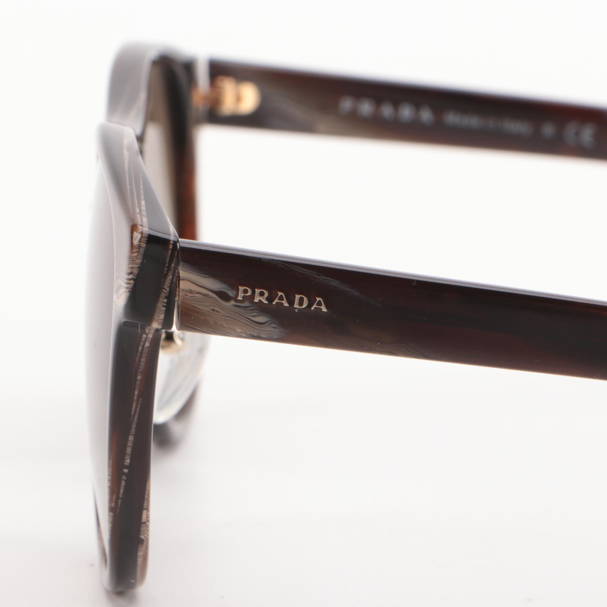 Prada SPR09U Brown Marble Pilot Sunglasses