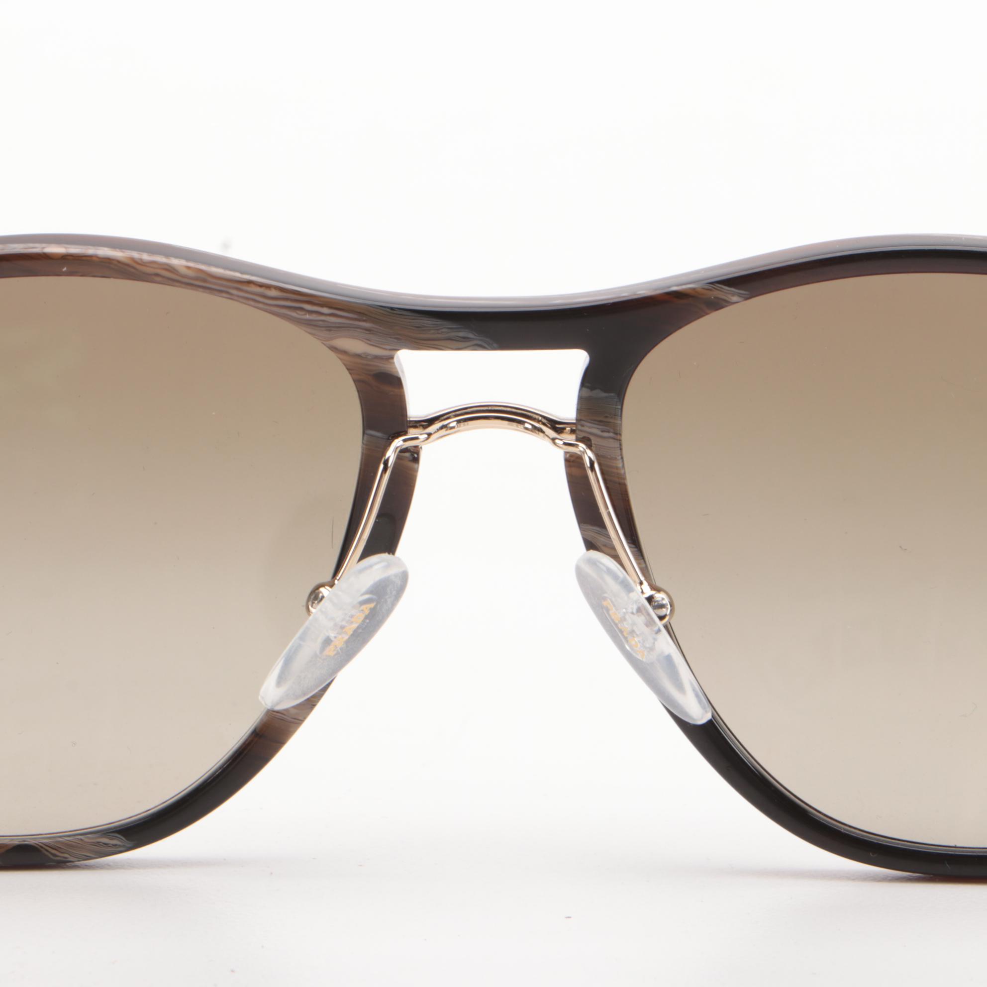 Prada SPR09U Brown Marble Pilot Sunglasses