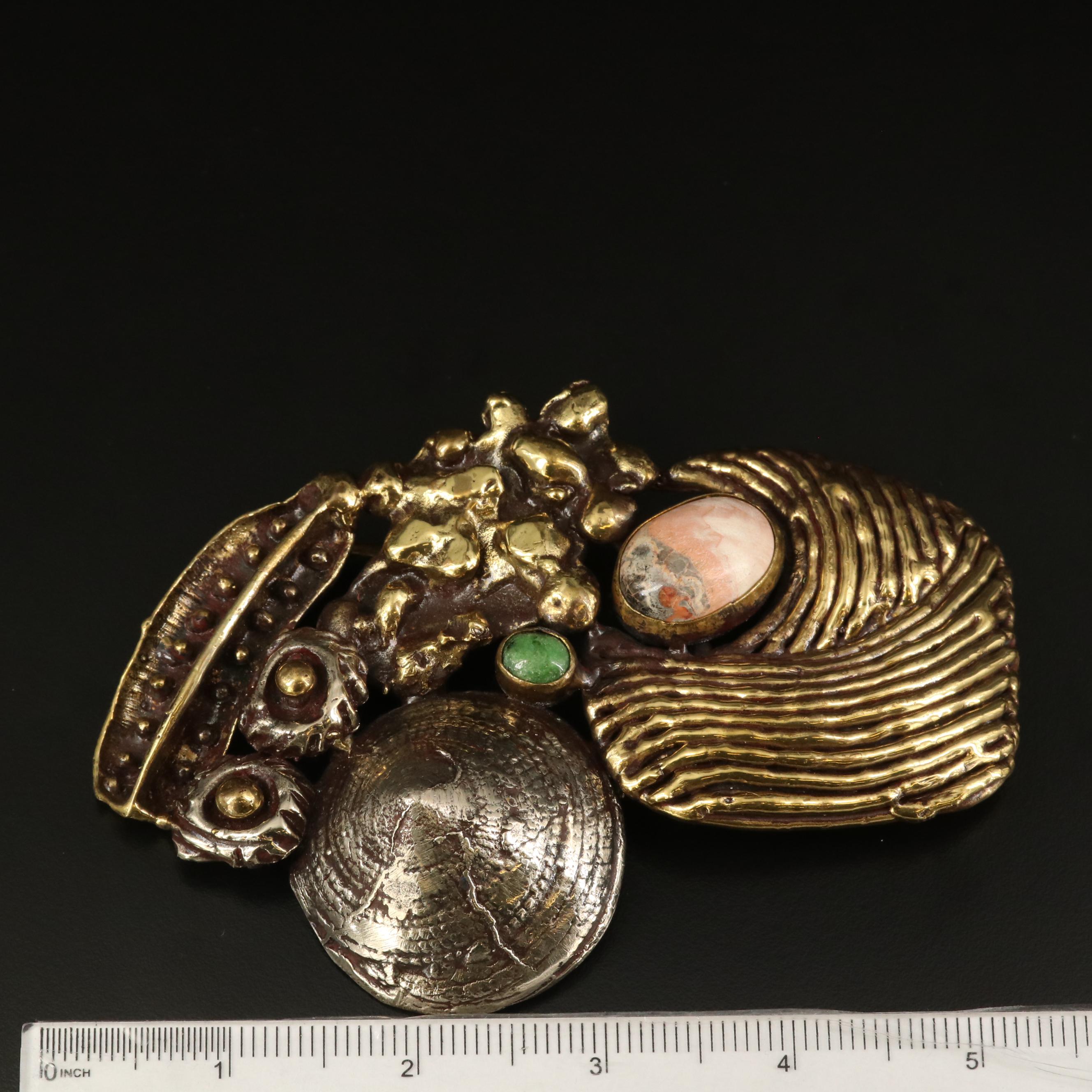 Luciano Coral Reef Inspired Belt Buckle with Bezel Set Polished Stones