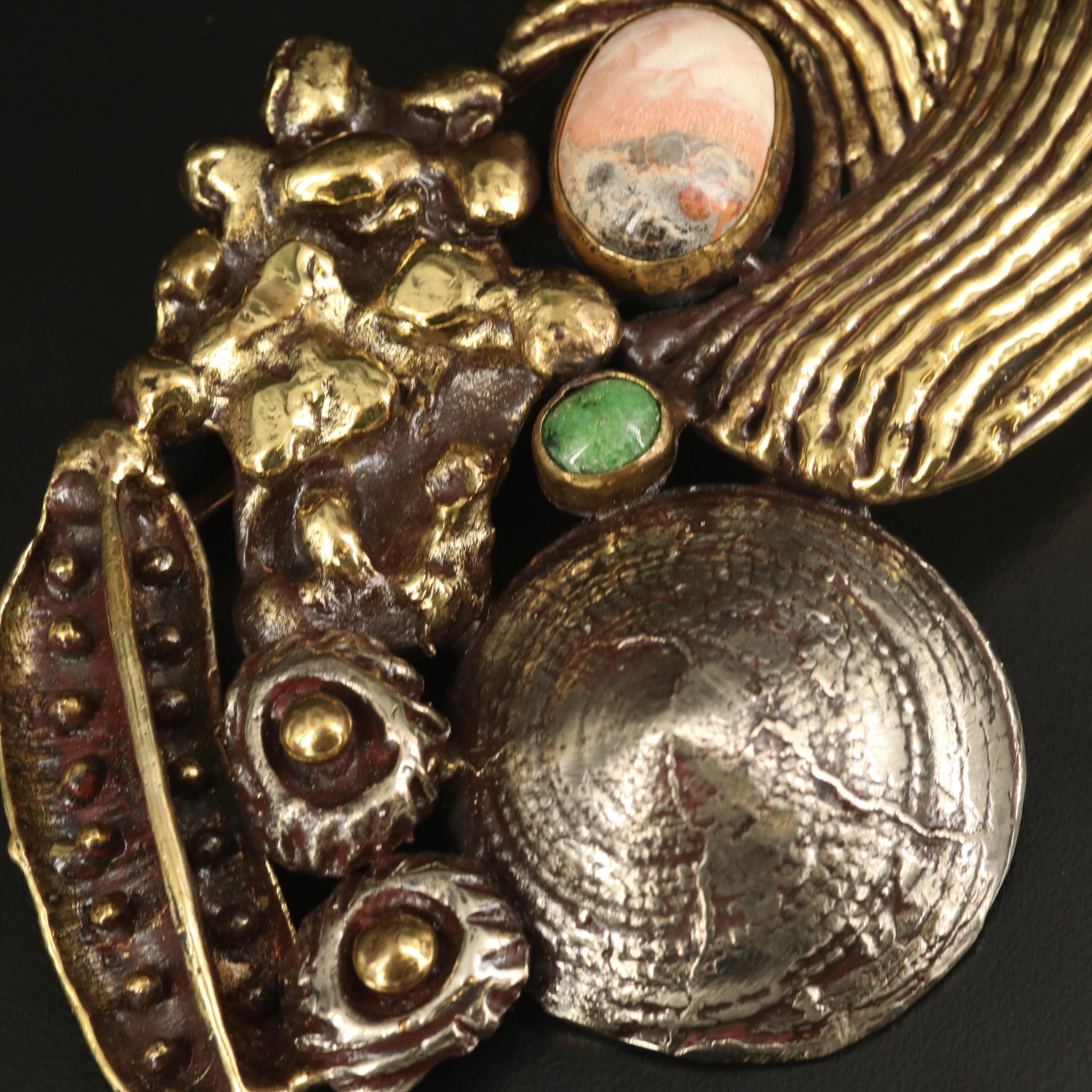 Luciano Coral Reef Inspired Belt Buckle with Bezel Set Polished Stones