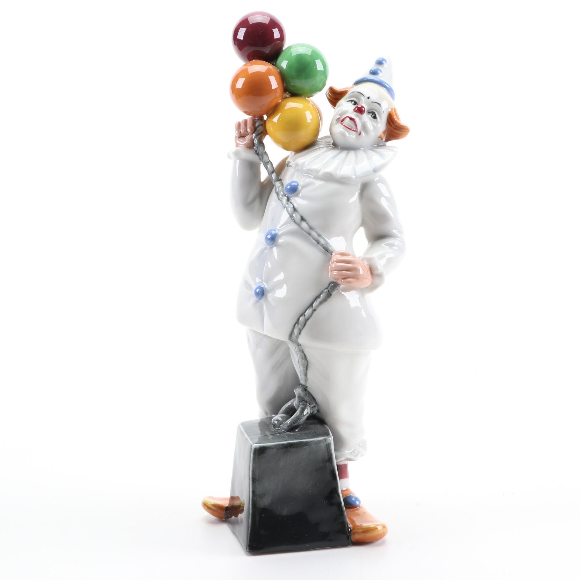 Royal Doulton "Balloon Clown" Bone China Figurine, Late 20th Century