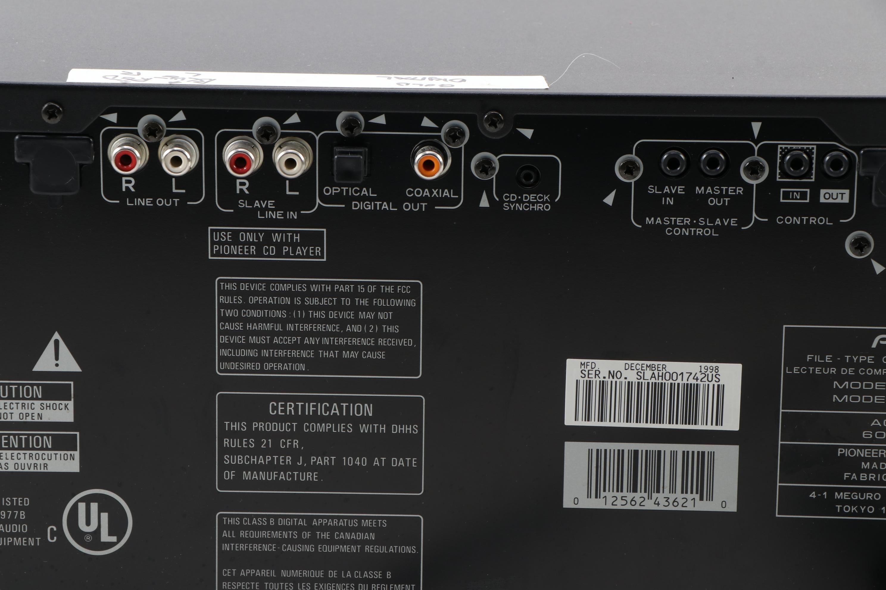 Pioneer PD-F19 File-Type 300 Disc CD Player, 1998