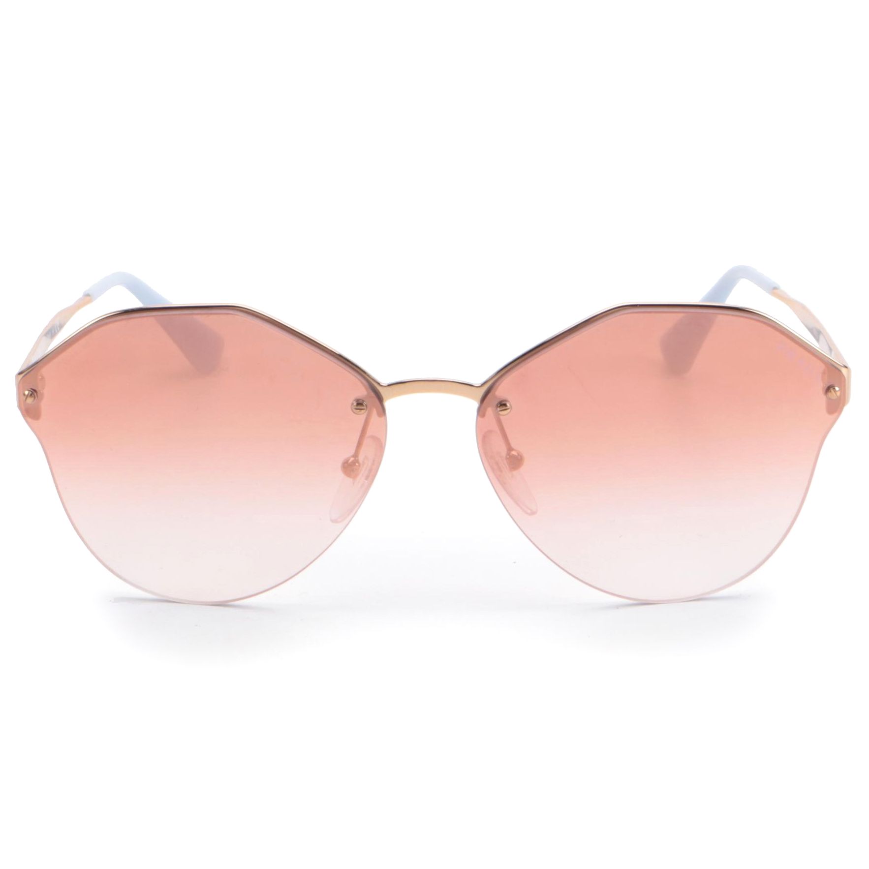 Prada SPR 64 T Semi-Rimless Sunglasses with Gradient Mirrored Lenses