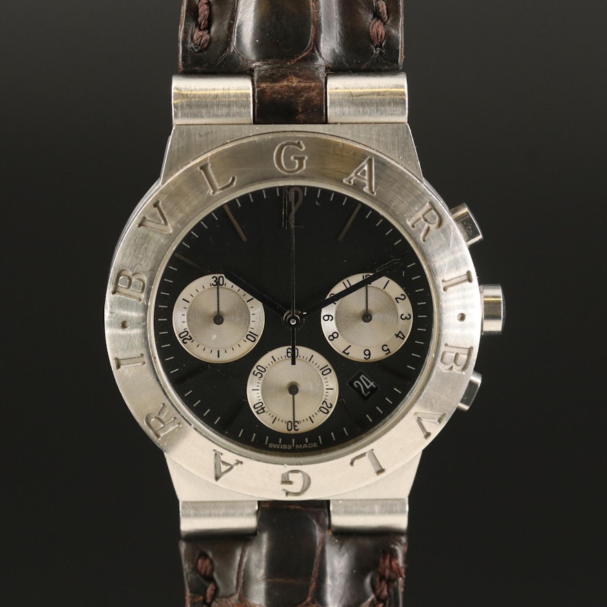 BVLGARI "Diagono" Stainless Steel Chronograph Meca-Quartz Wristwatch