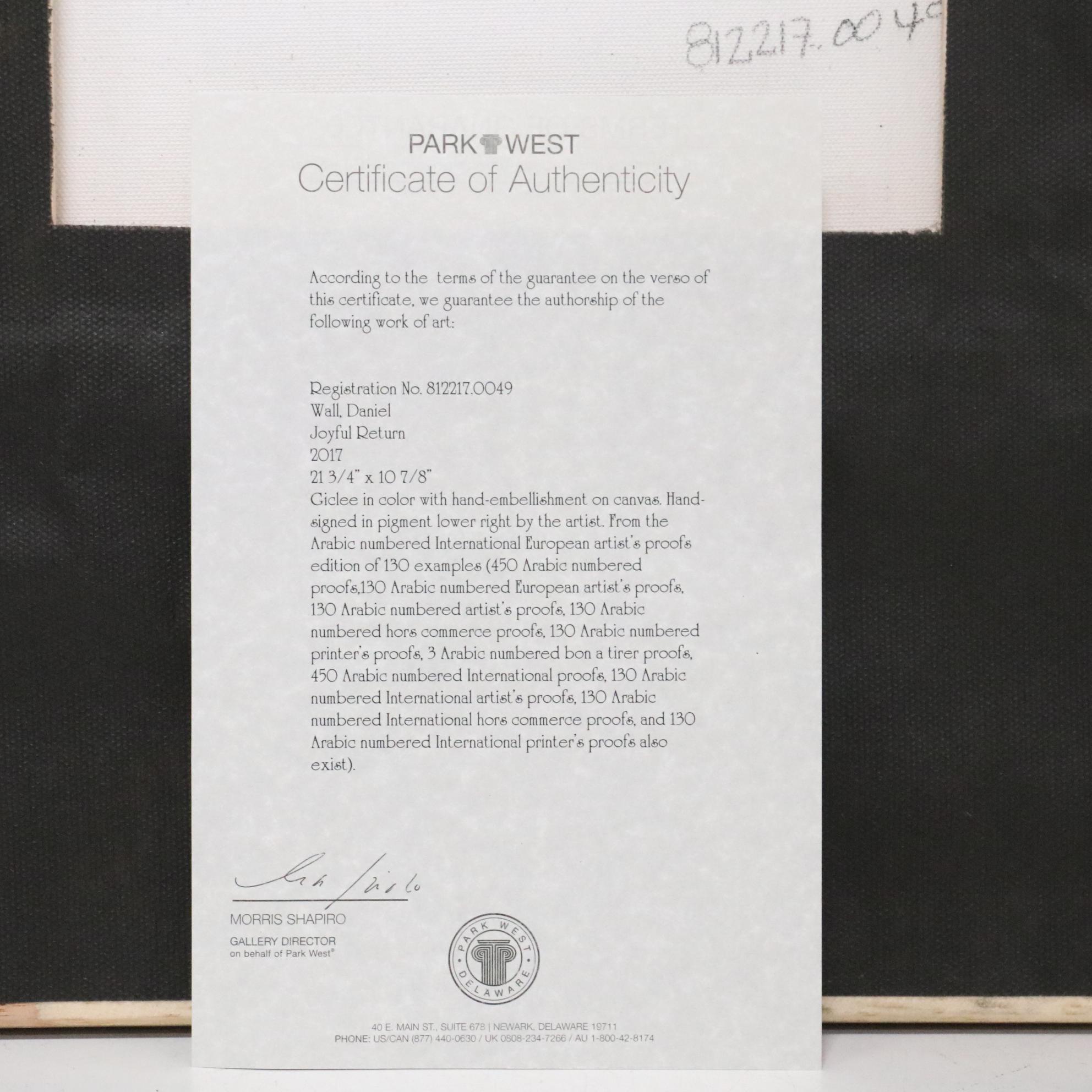 Daniel Wall Embellished Giclée "Joyful Return," 2017