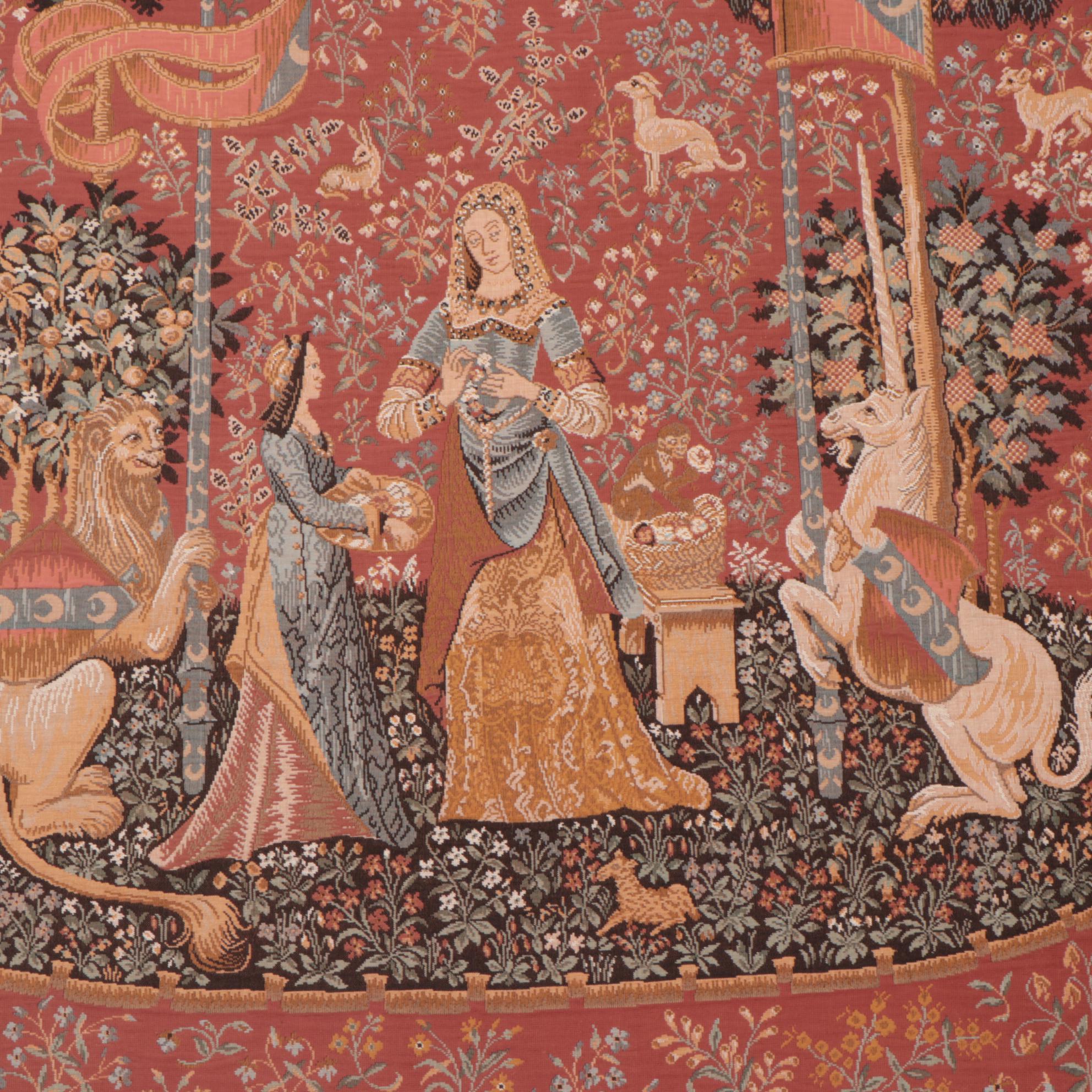 Machine Woven Tapestry after the "Lady and the Unicorn" Series "Smell"