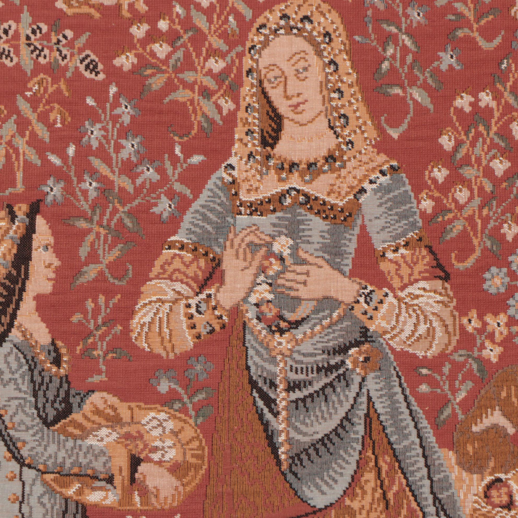 Machine Woven Tapestry after the "Lady and the Unicorn" Series "Smell"