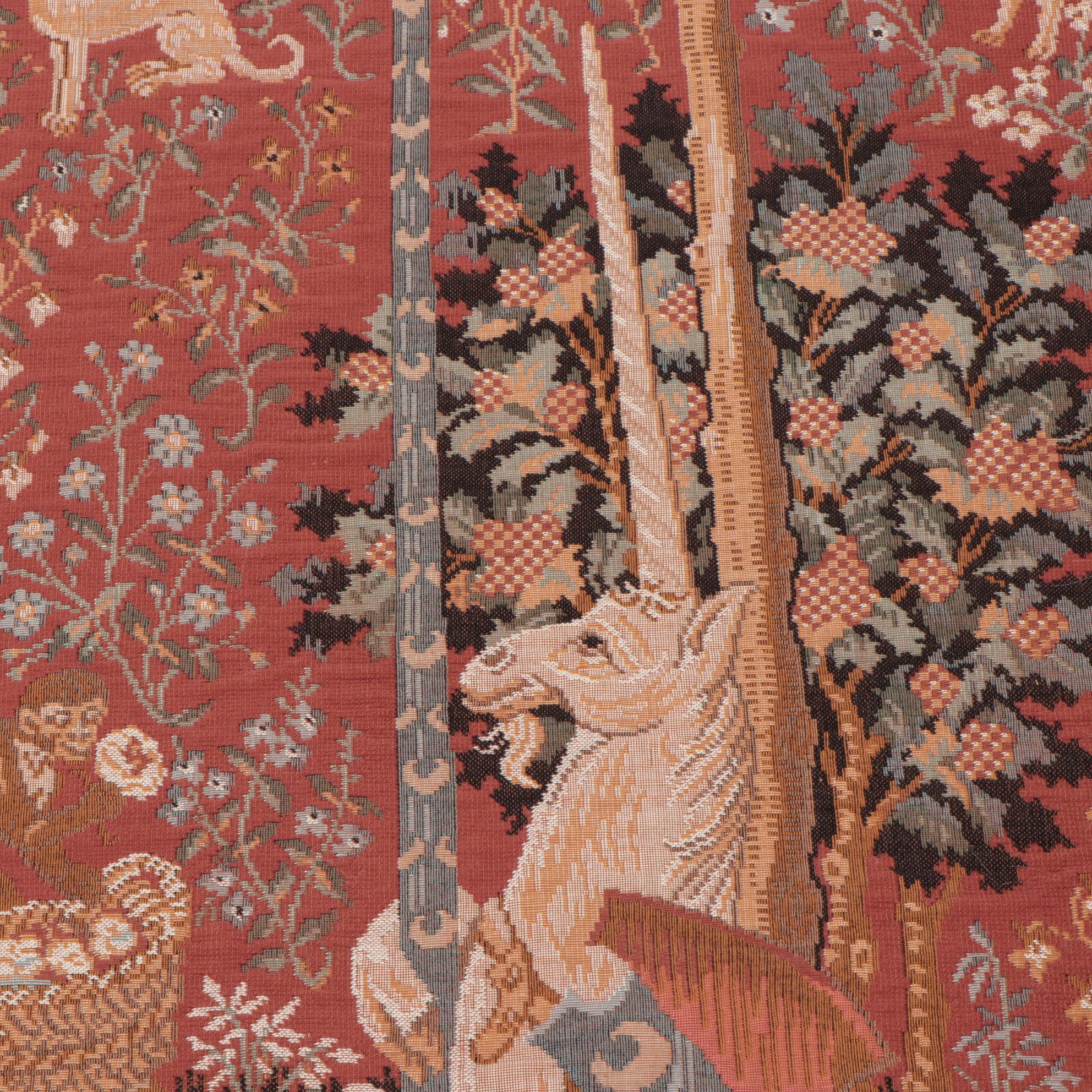 Machine Woven Tapestry after the "Lady and the Unicorn" Series "Smell"