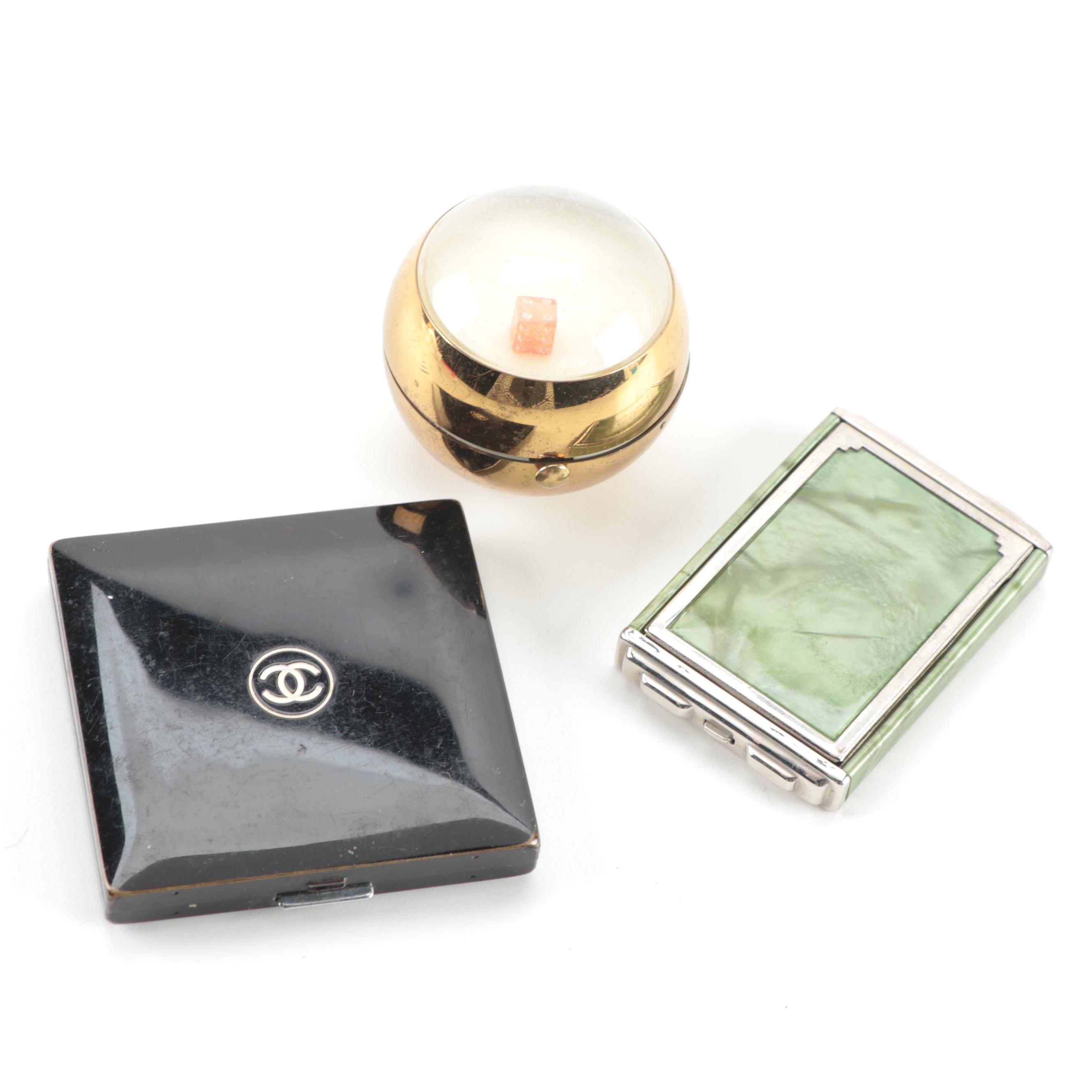 Art Deco Style Girey, Chanel, and Henriette Powder Compacts, 20th Century
