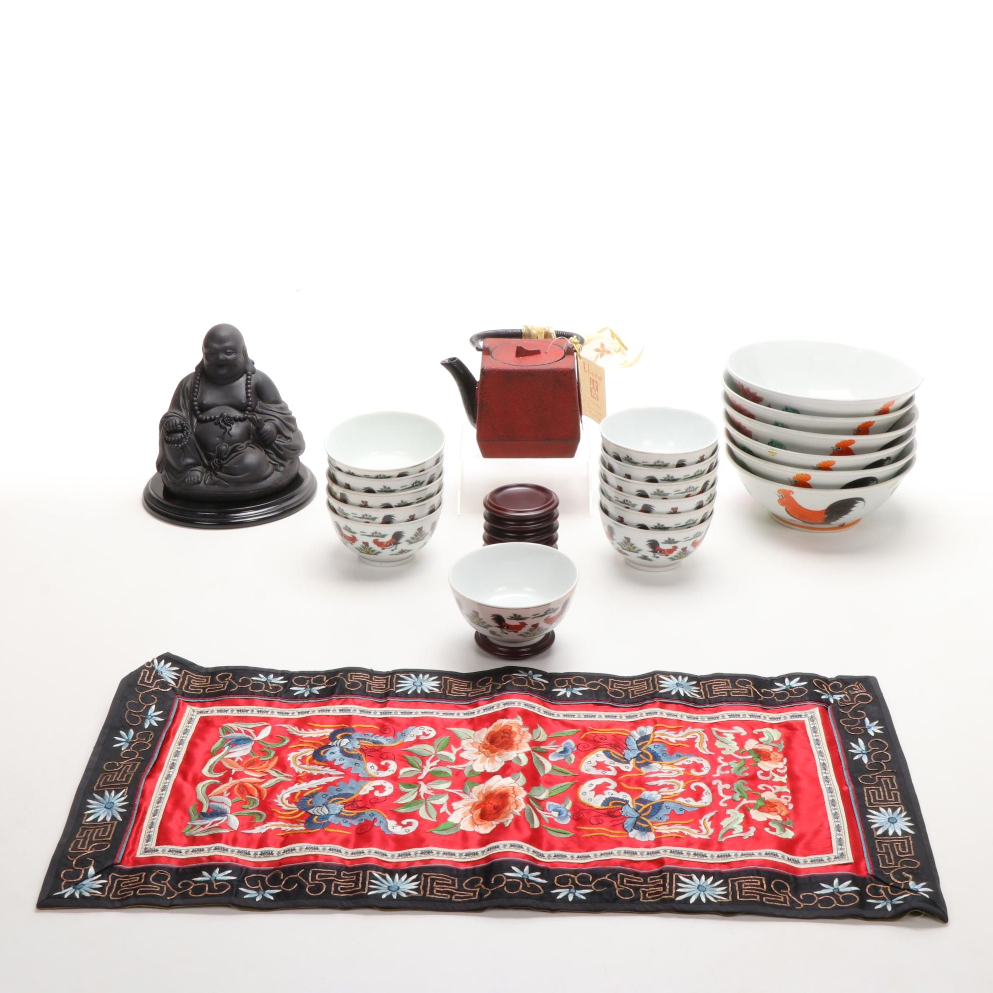 Tetsubin Japanese Cast Iron Teapot, Rooster Dinnerware, and more