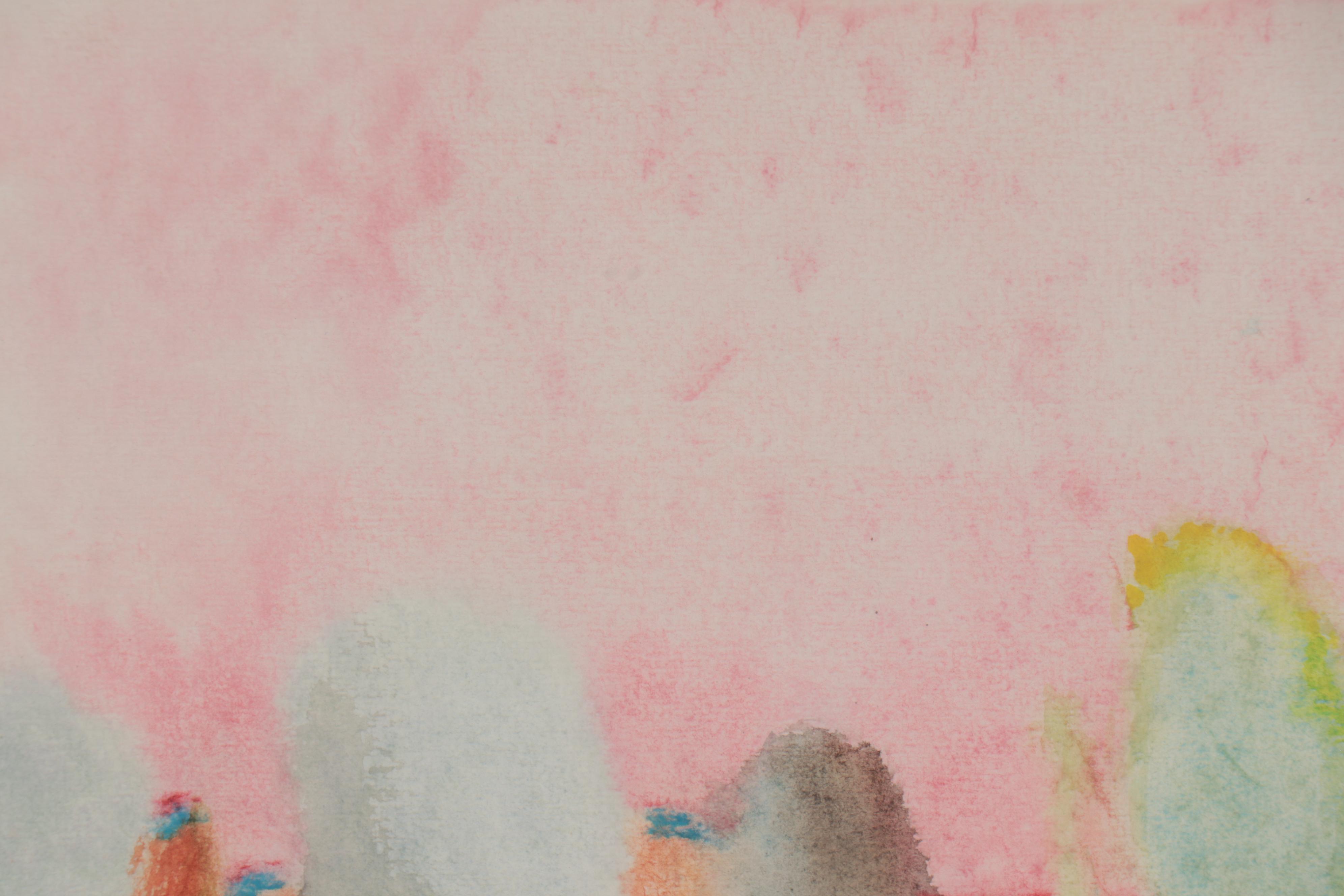 Elizabeth "Beth" Hertz Abstract Synchromy Watercolor Painting, 1980