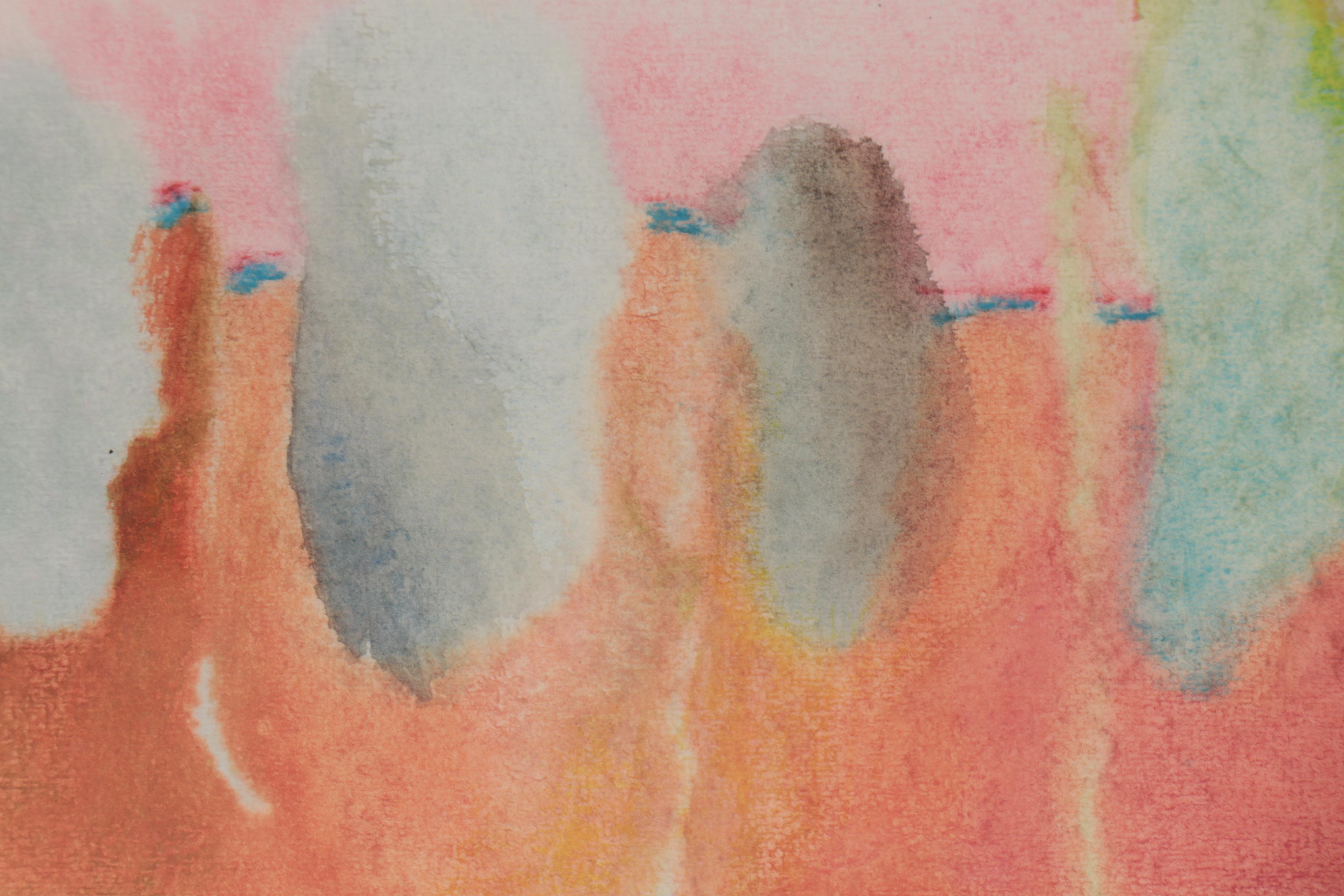 Elizabeth "Beth" Hertz Abstract Synchromy Watercolor Painting, 1980