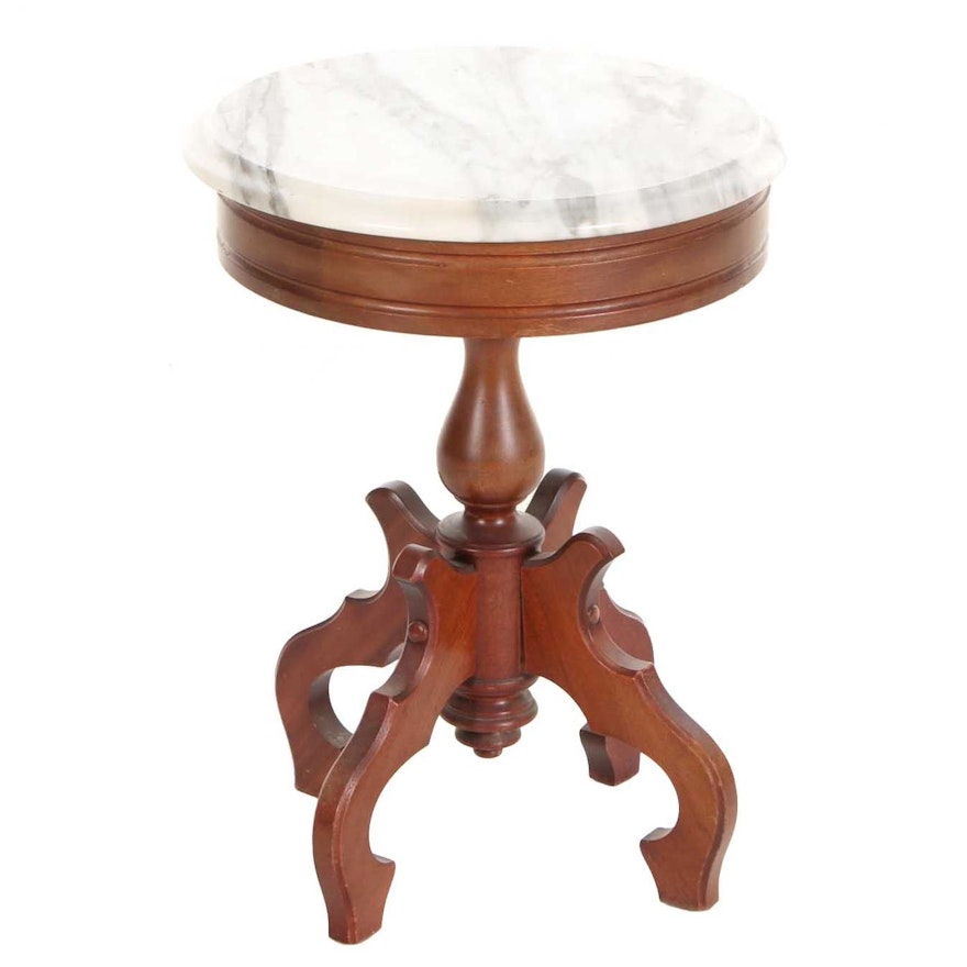 Victorian Style Mahogany and Marble Top Side Table