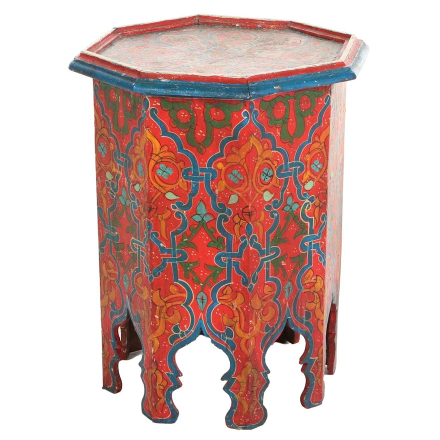 Hand-Painted Wood Tabouret