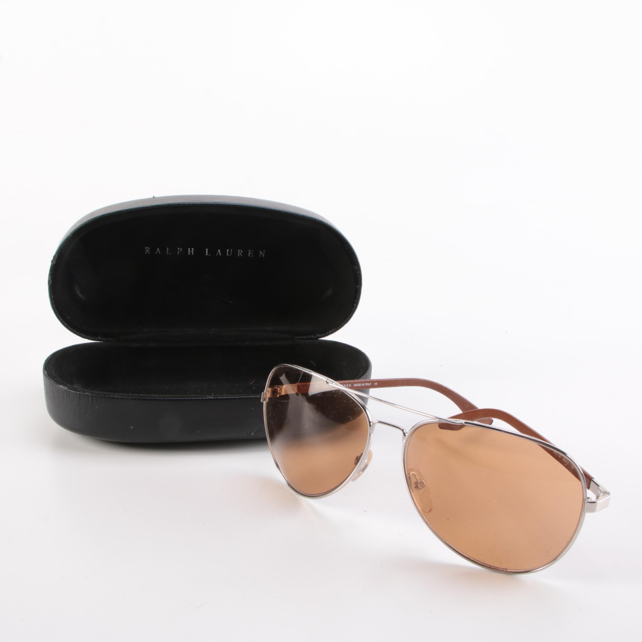Ralph Lauren RL1524/P/US Silver Frame Aviator with Brown Solid Lenses