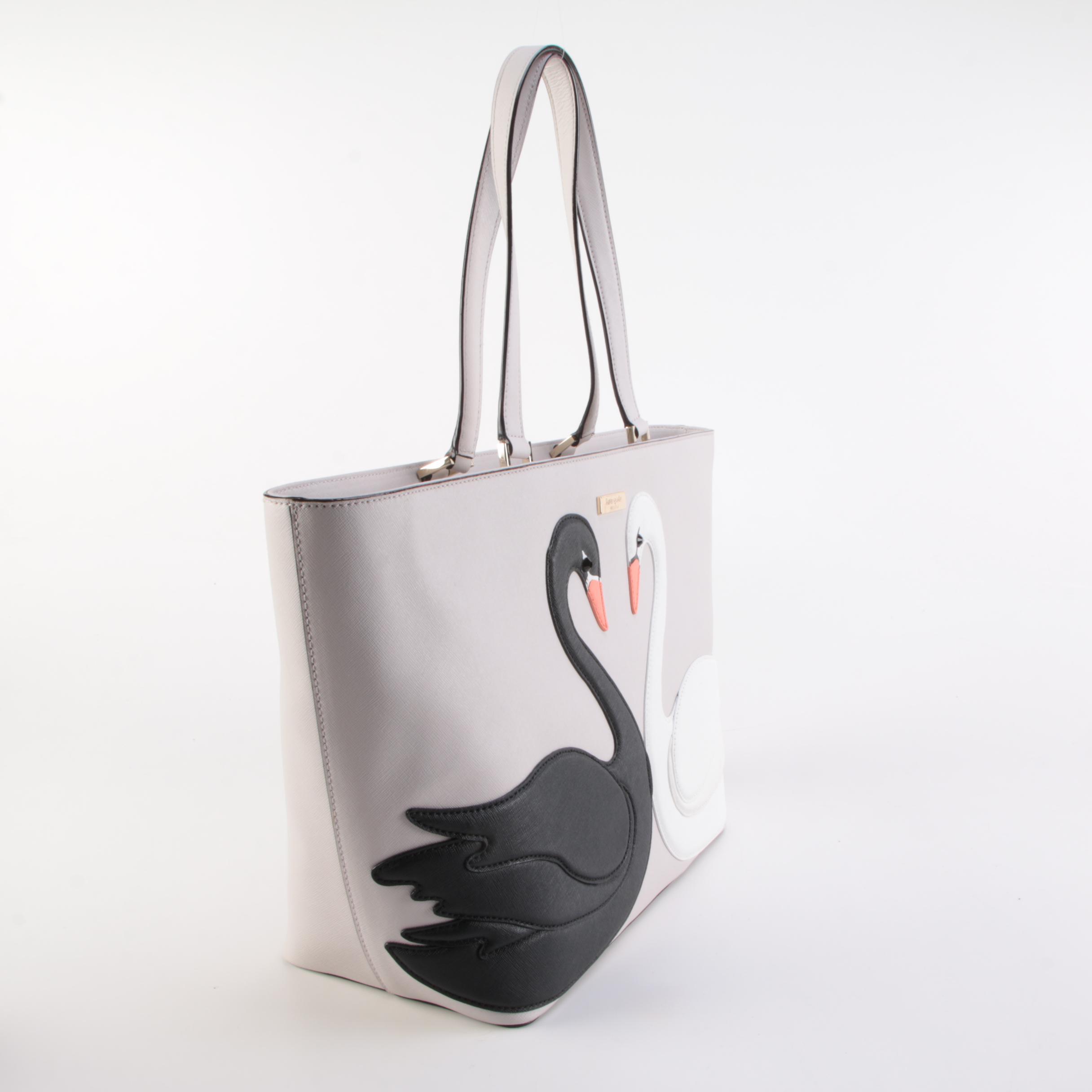 Kate Spade Jules on Pointe Swan Tote with Pom-Pom Portable Tech Charger