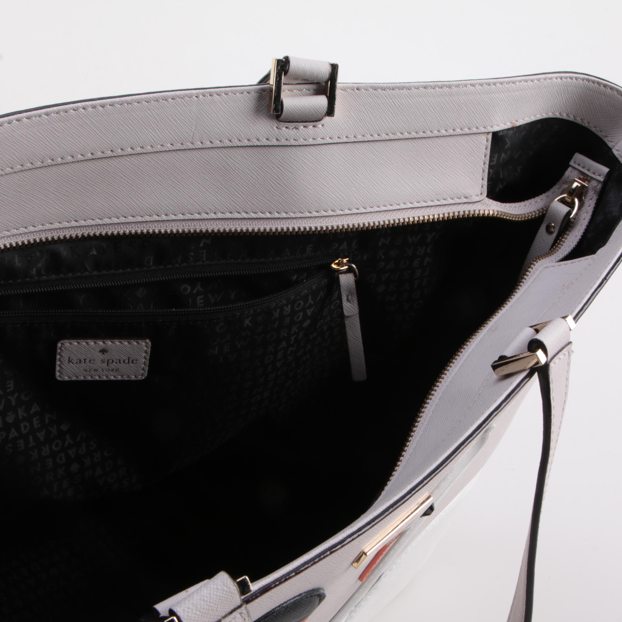 Kate Spade Jules on Pointe Swan Tote with Pom-Pom Portable Tech Charger