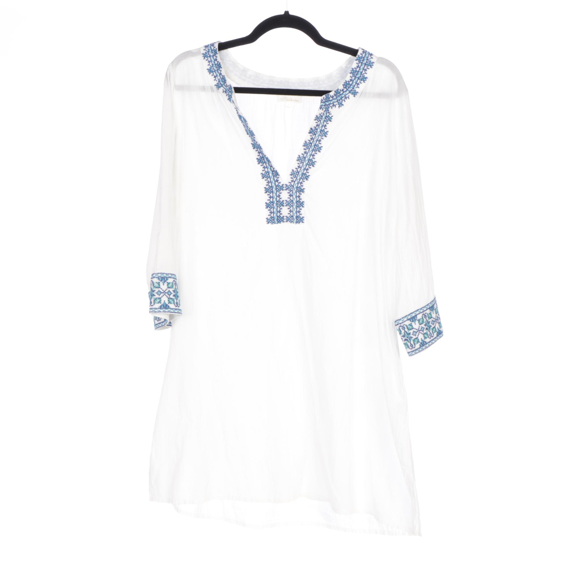 Tory Burch Sequin Fish Print and Shoshanna Embroidered Tunic Cover-Ups