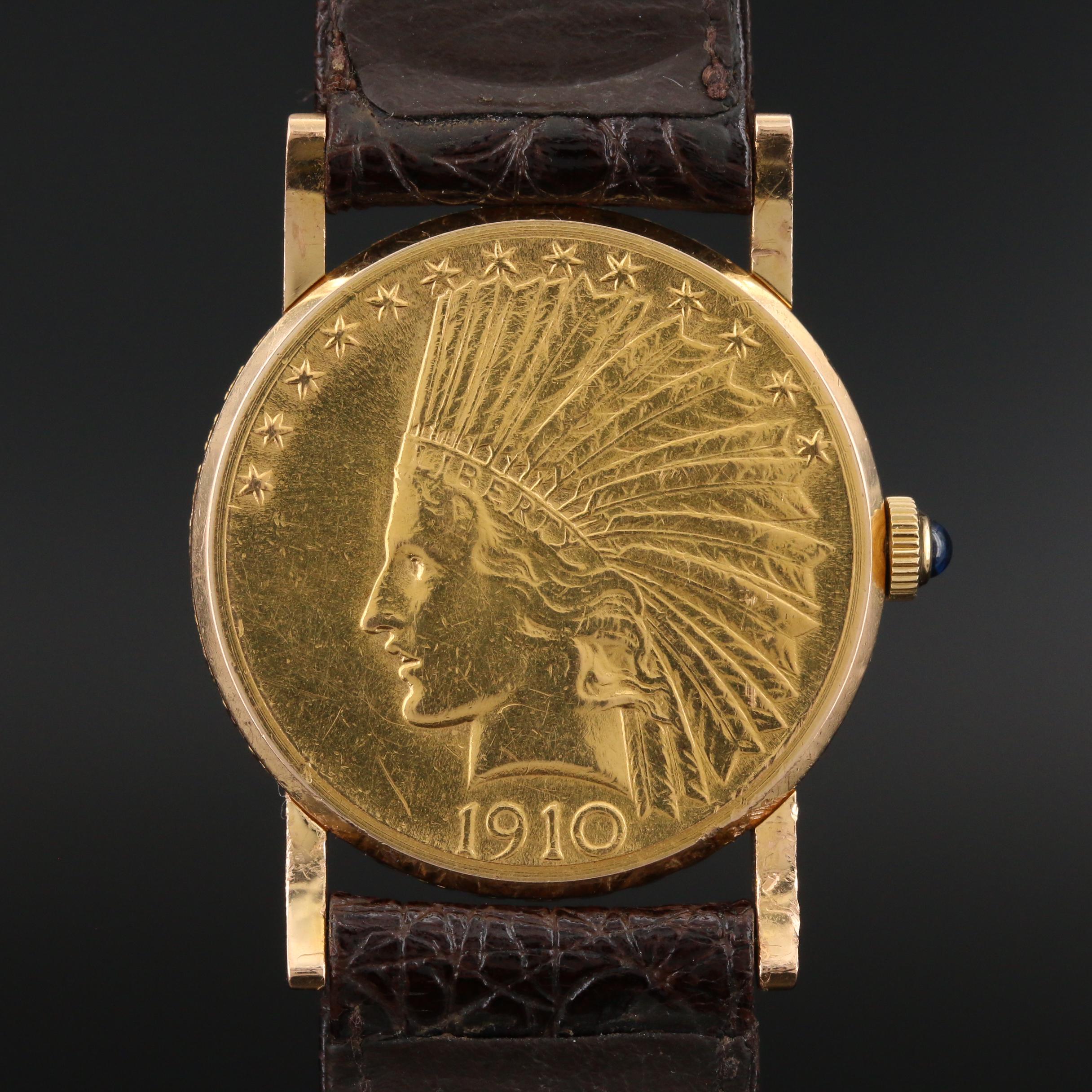 Vintage Corum 1910 $10 Indian Head Gold Eagle Coin Watch