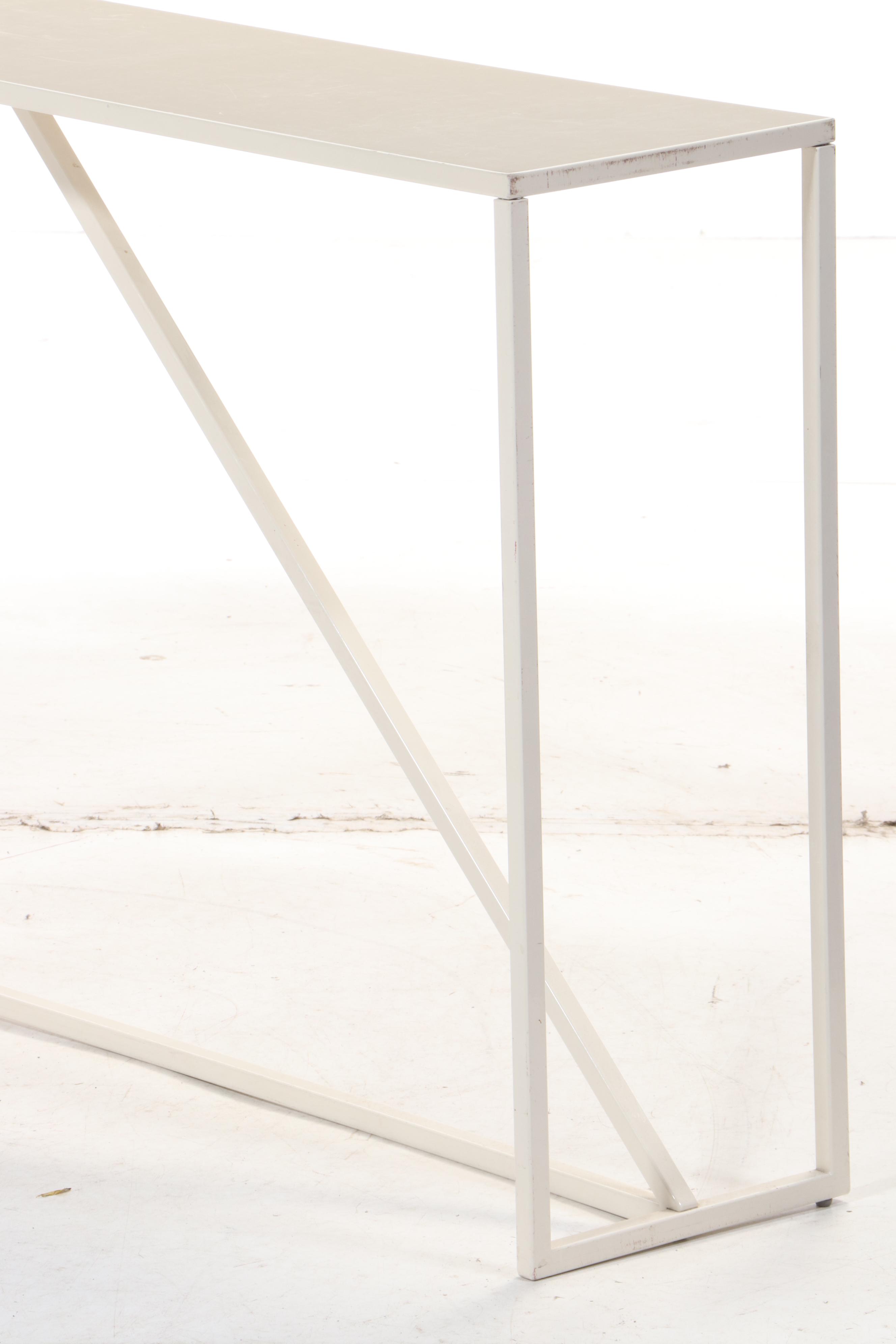 Modern White Metal Console Table with Composite Top
