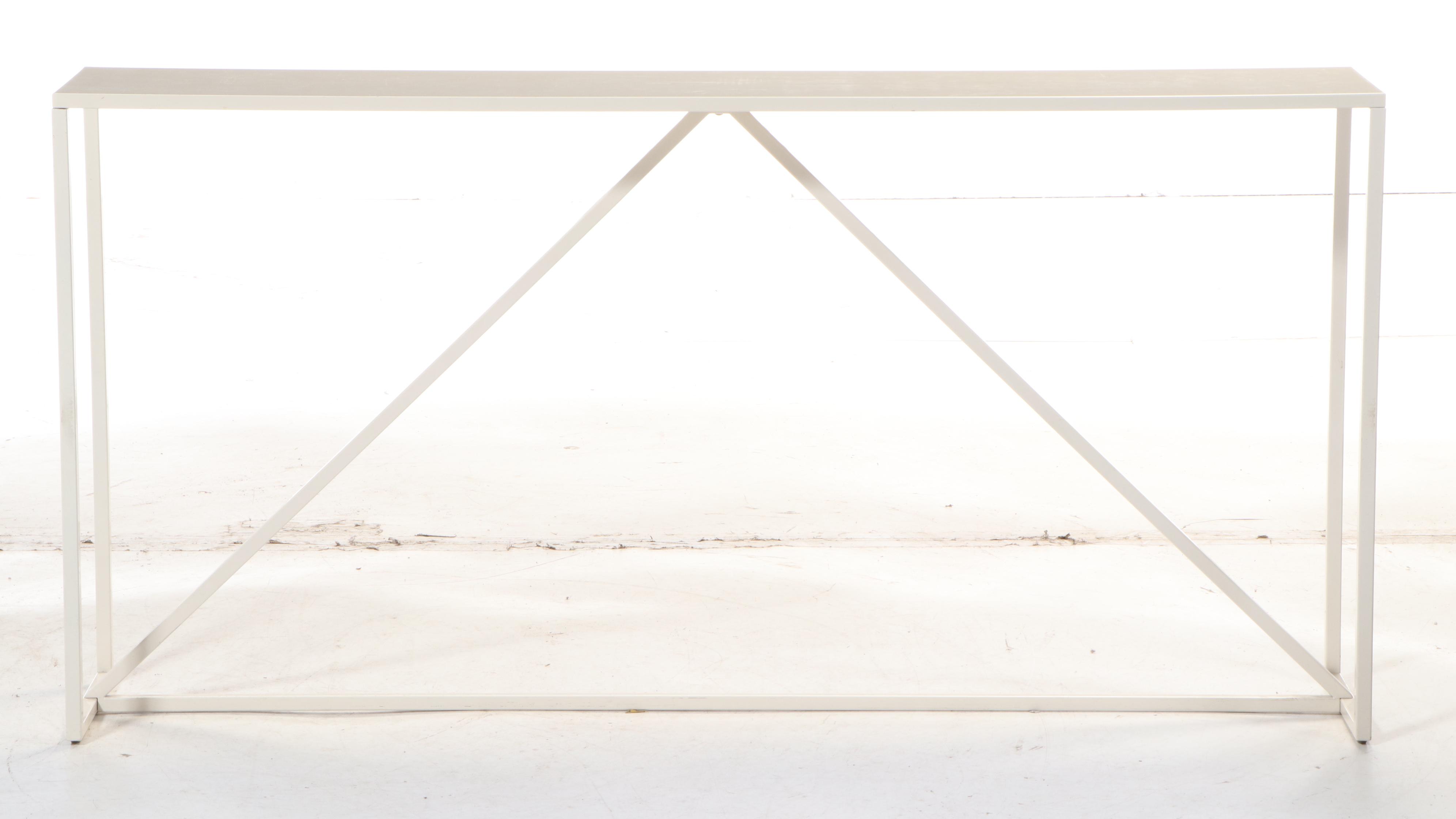 Modern White Metal Console Table with Composite Top