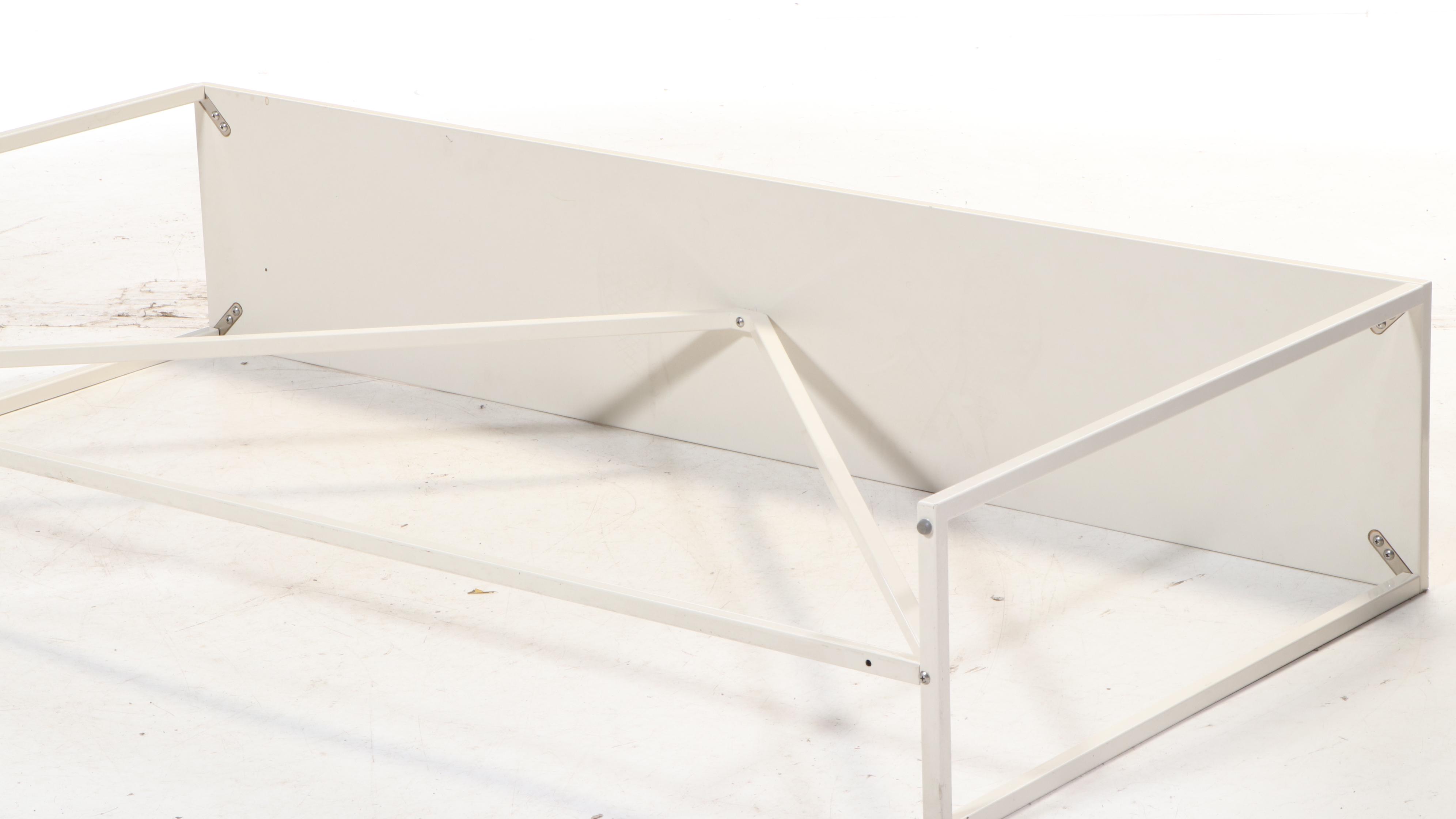 Modern White Metal Console Table with Composite Top