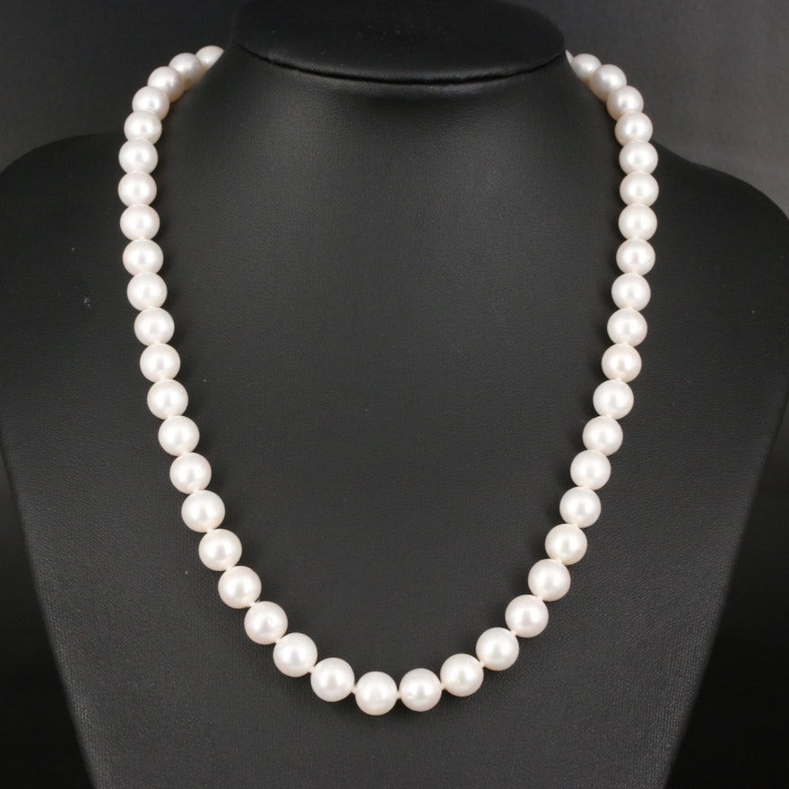 Knotted Pearl Necklace with 14K Clasp