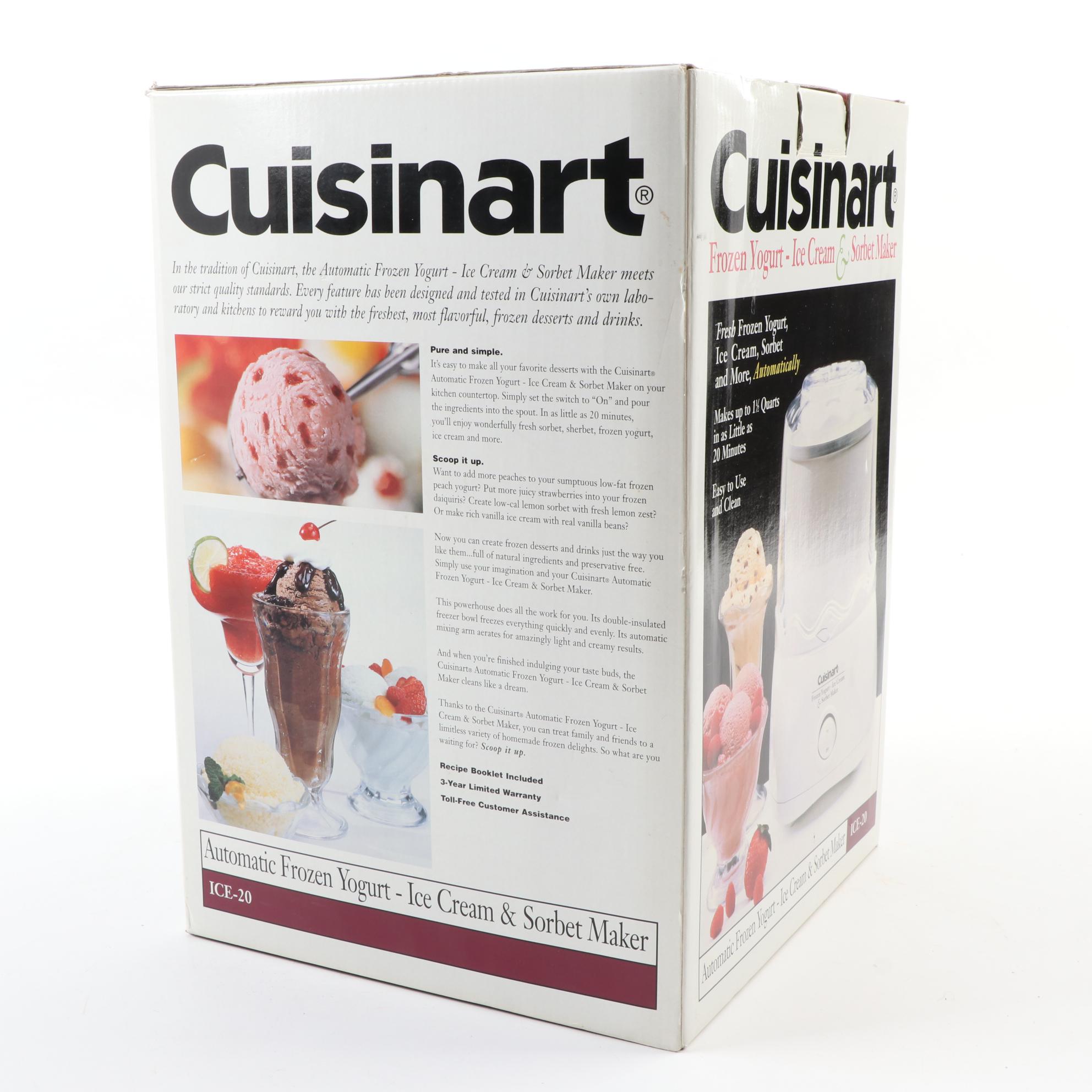 Cuisinart ICE-20 Frozen Yogurt, Ice Cream, and Sorbet Maker with Original Box