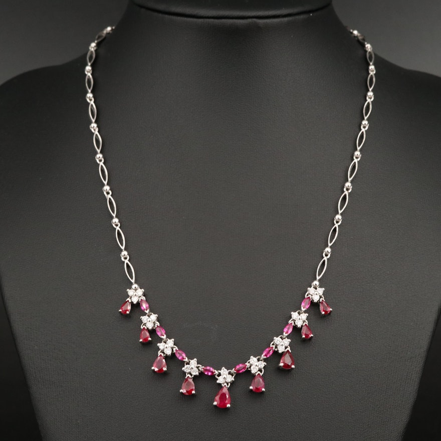 EFFY 14K Ruby and Diamond Drop Necklace