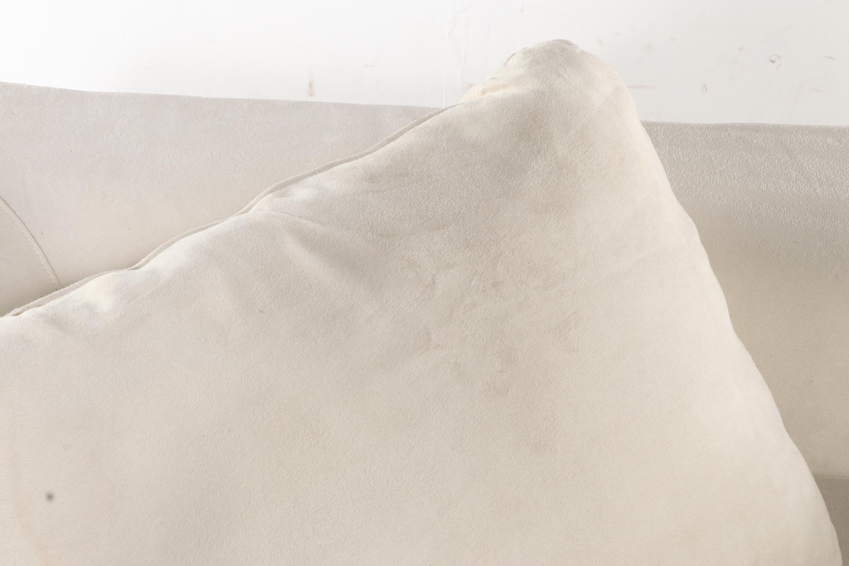 Ebonized Wood, Chrome and Micro-Suede Three-Piece Modular Sofa with Chair