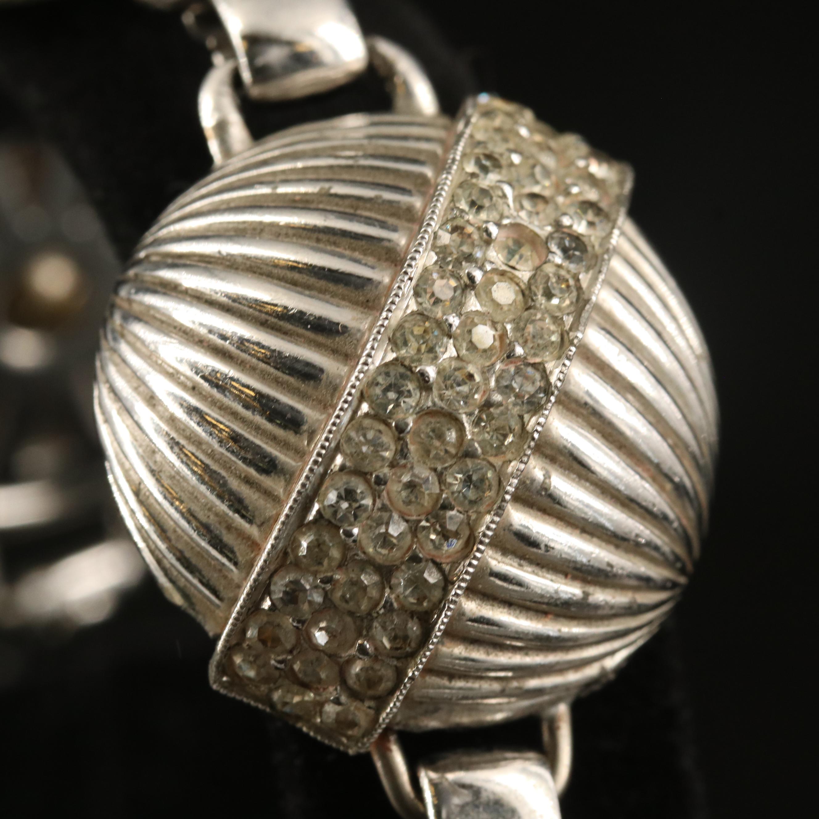 1950s Elsa Schiaparelli Rhinestone Fluted Sphere Bracelet