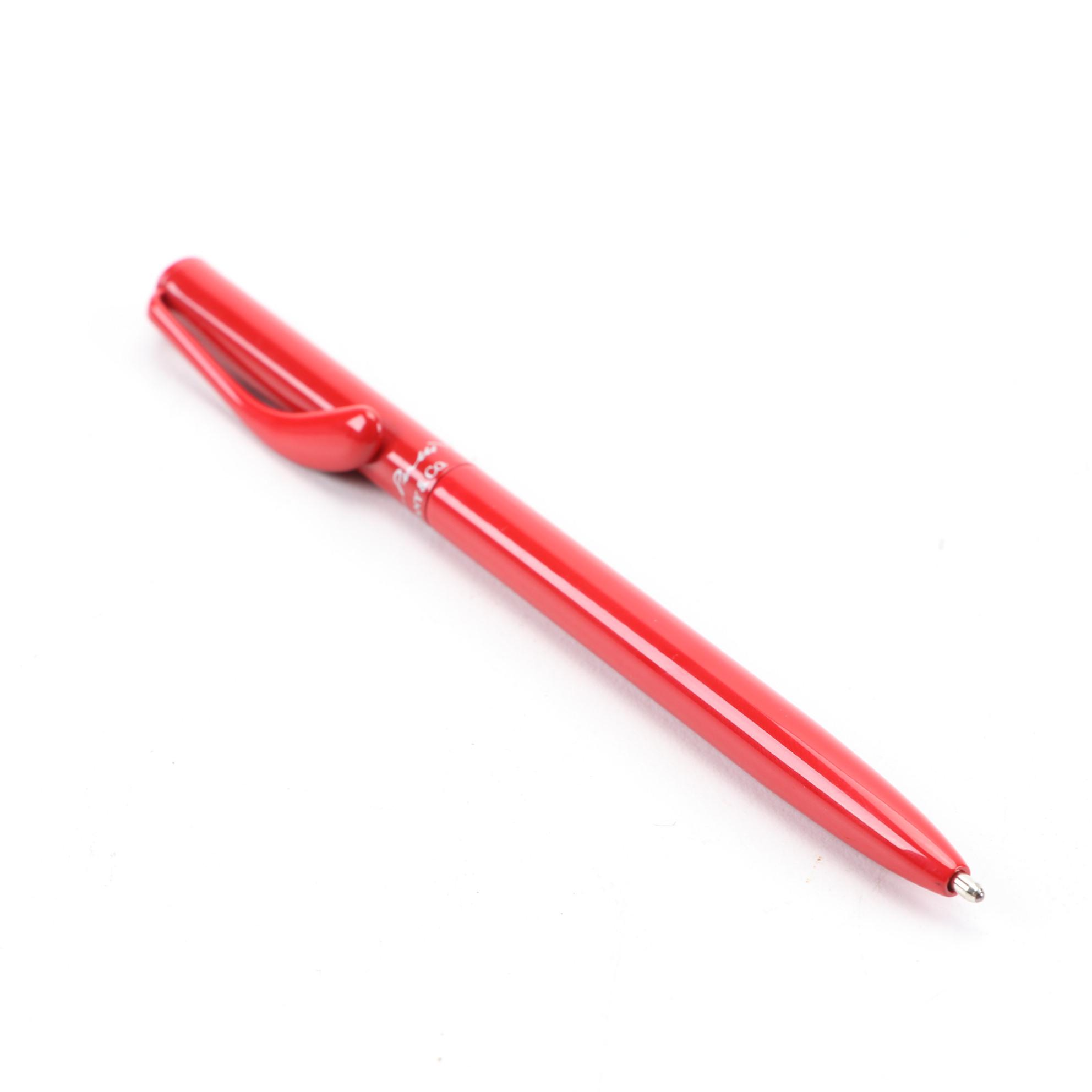 Elsa Peretti for Tiffany & Co. Red Lacquer Retractable Pen with Cloth Bag