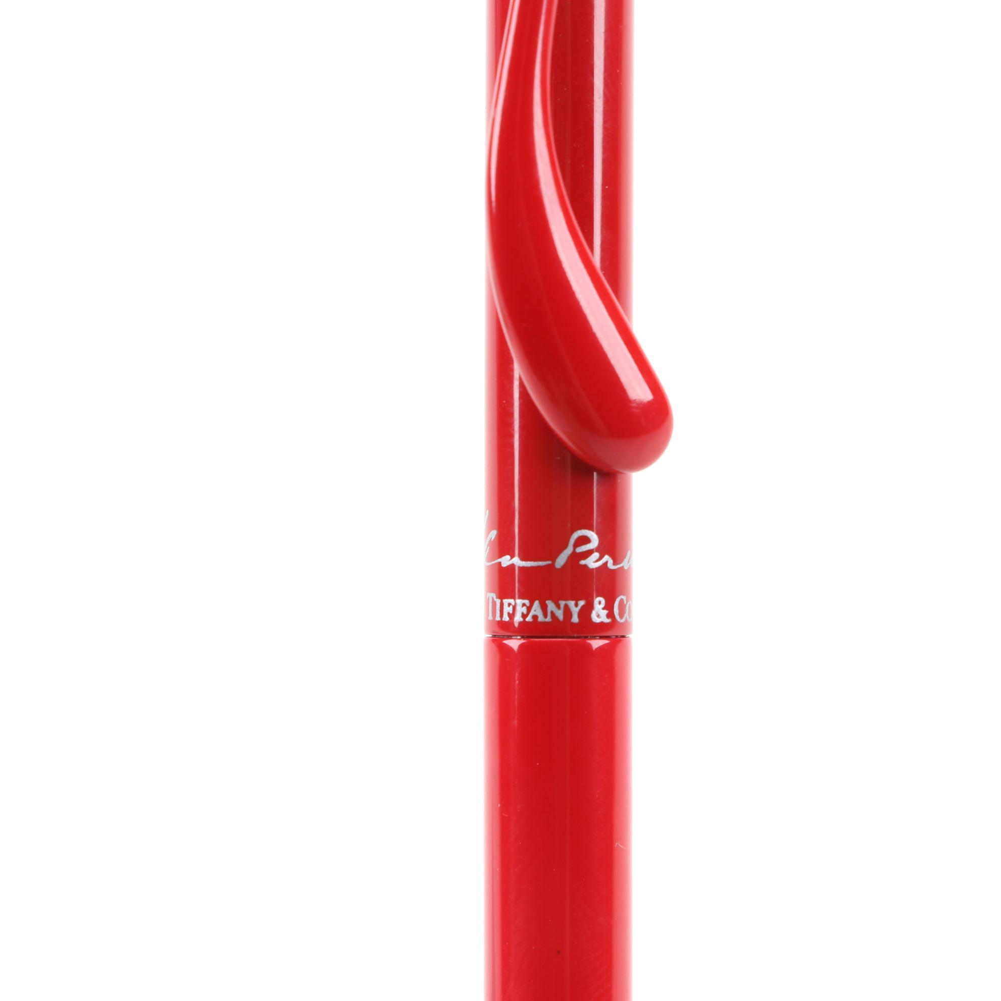 Elsa Peretti for Tiffany & Co. Red Lacquer Retractable Pen with Cloth Bag