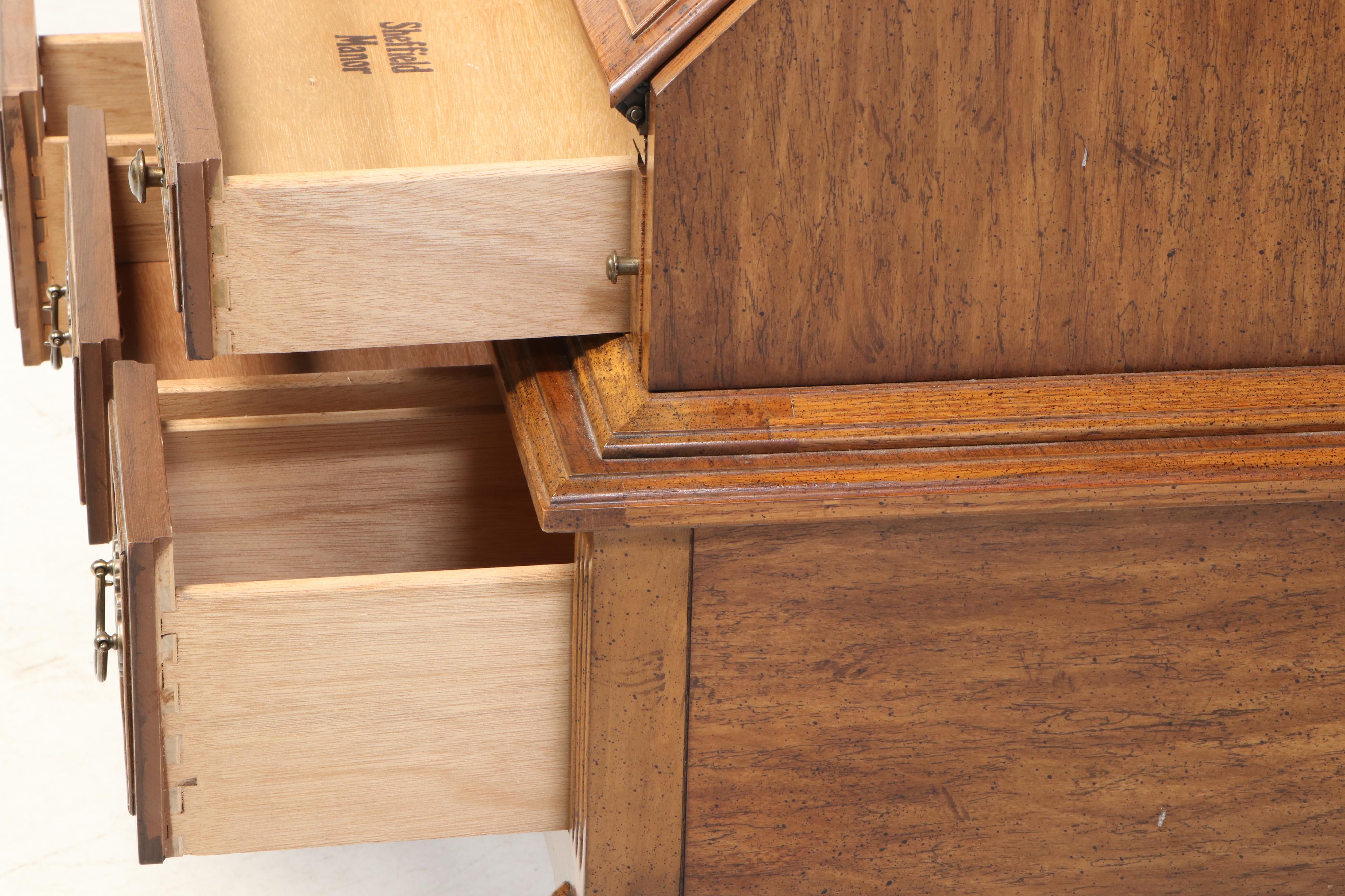 Dixie "Sheffield Manor" Queen Anne Style Secretary Desk, Late 20th Century