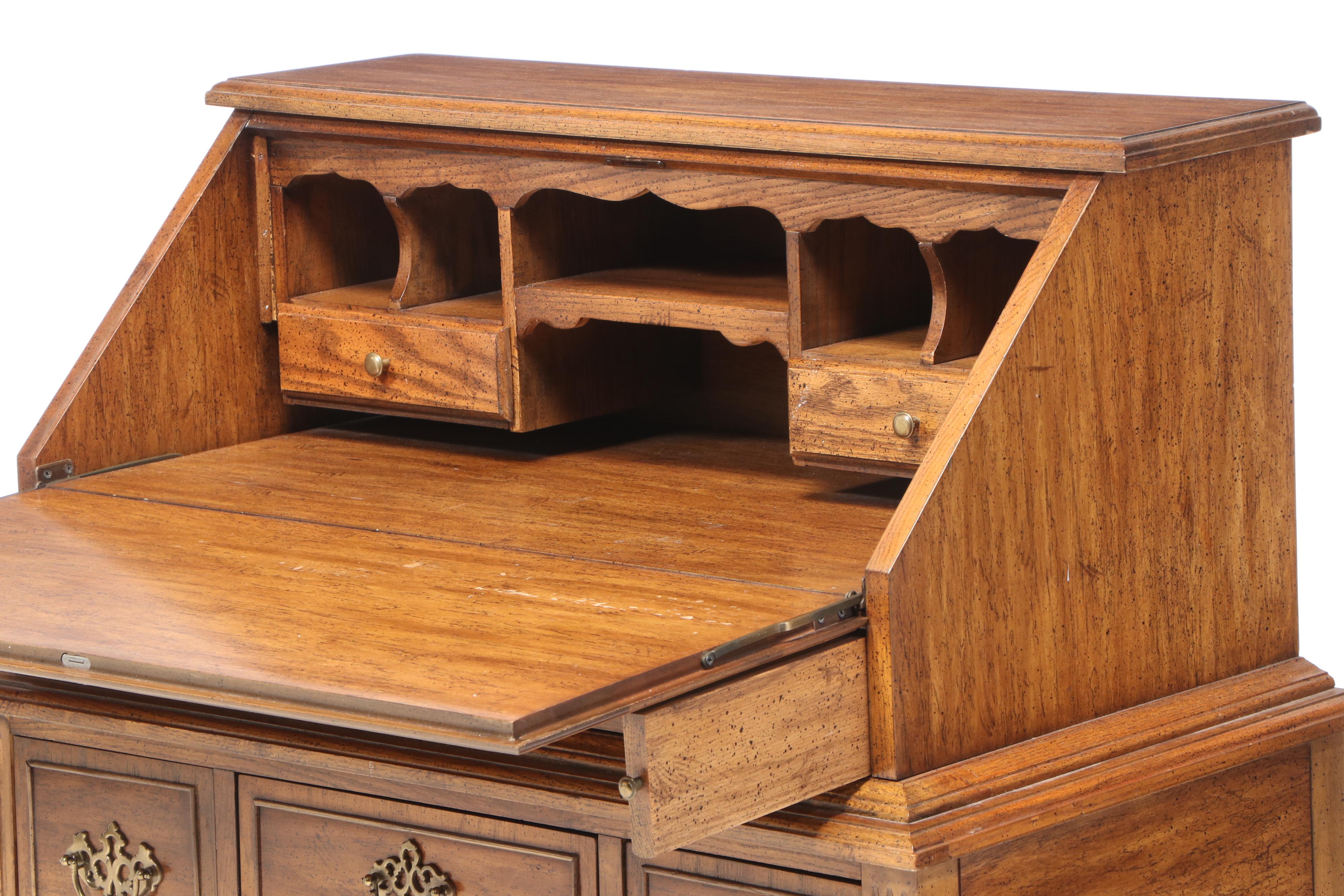 Dixie "Sheffield Manor" Queen Anne Style Secretary Desk, Late 20th Century