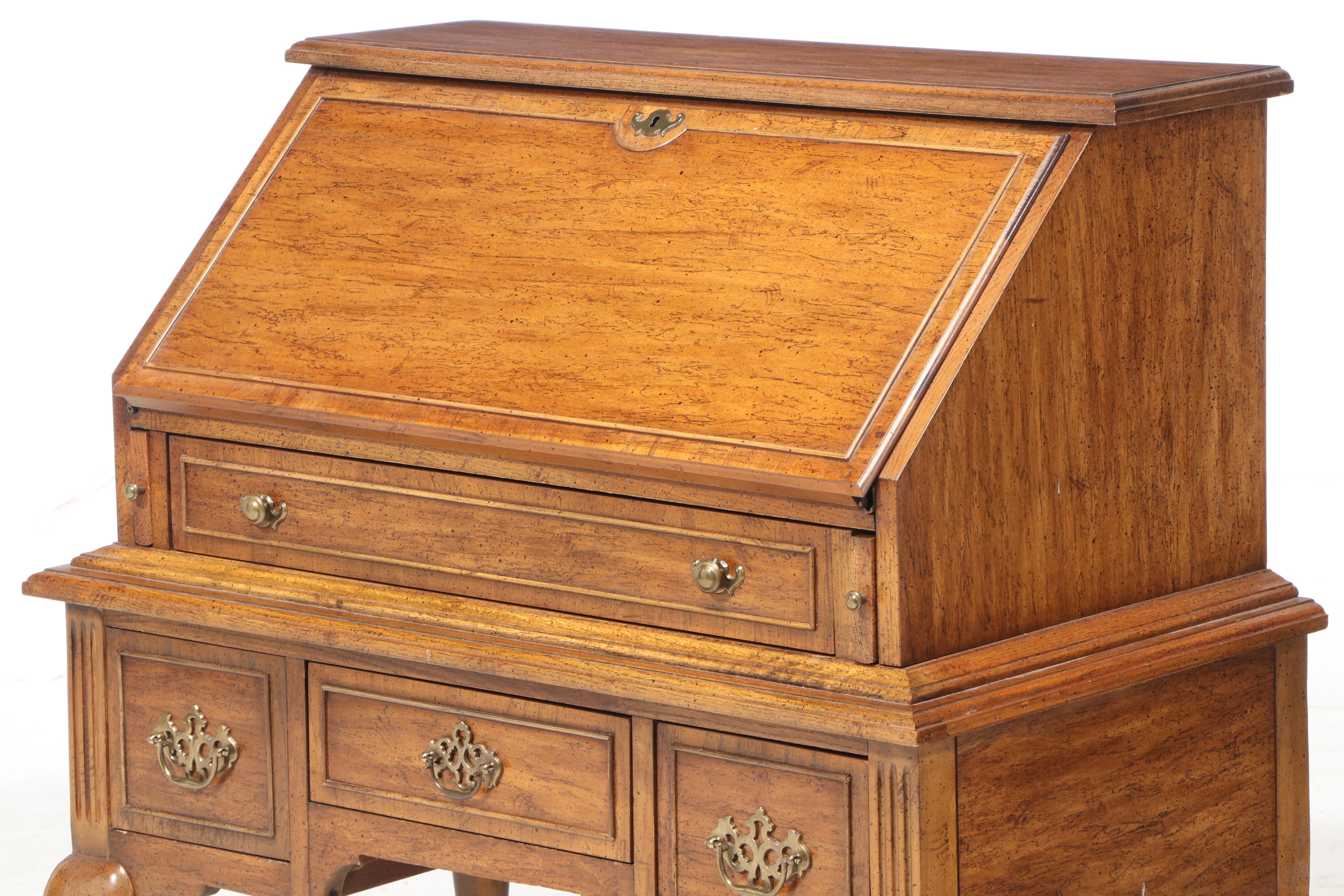 Dixie "Sheffield Manor" Queen Anne Style Secretary Desk, Late 20th Century