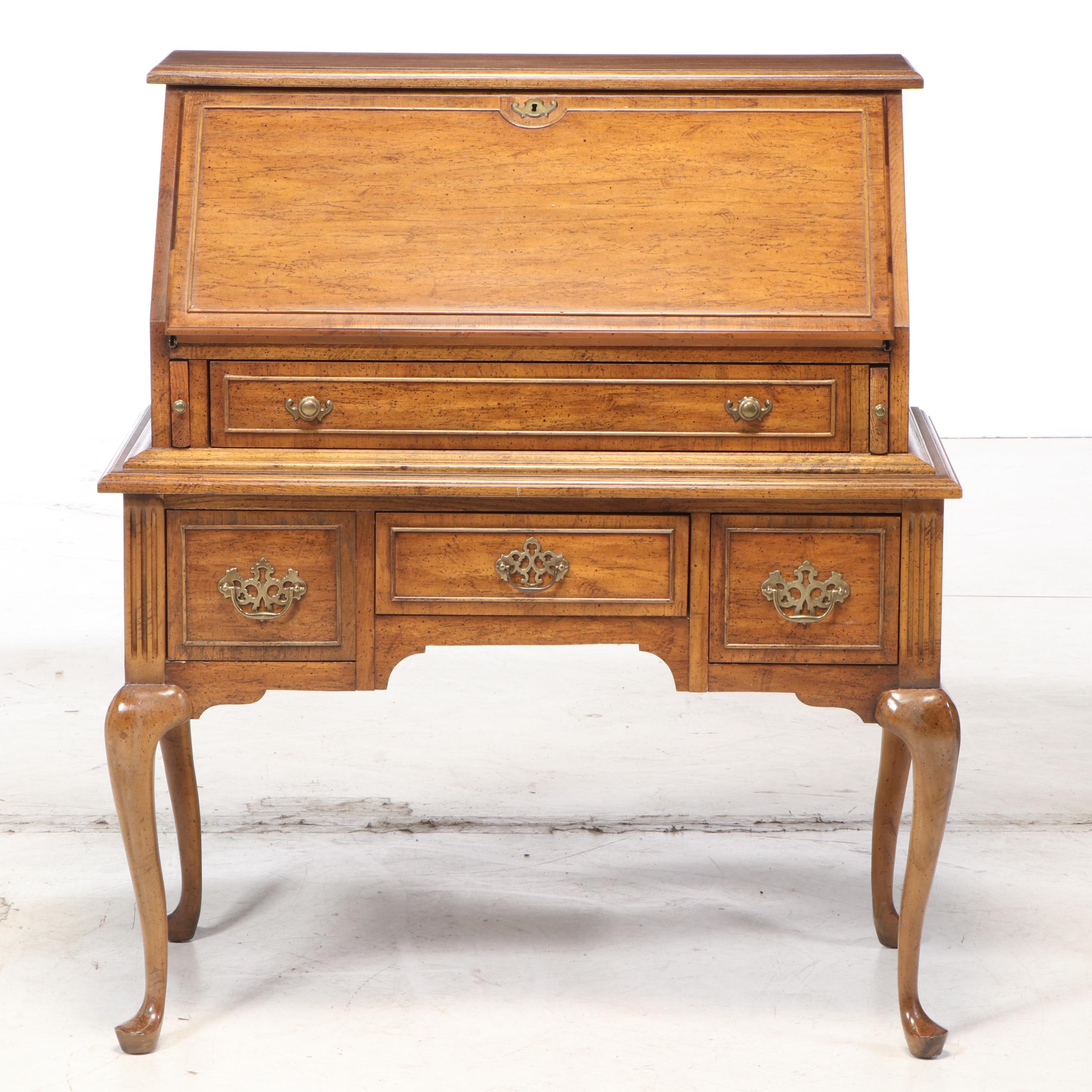 Dixie "Sheffield Manor" Queen Anne Style Secretary Desk, Late 20th Century