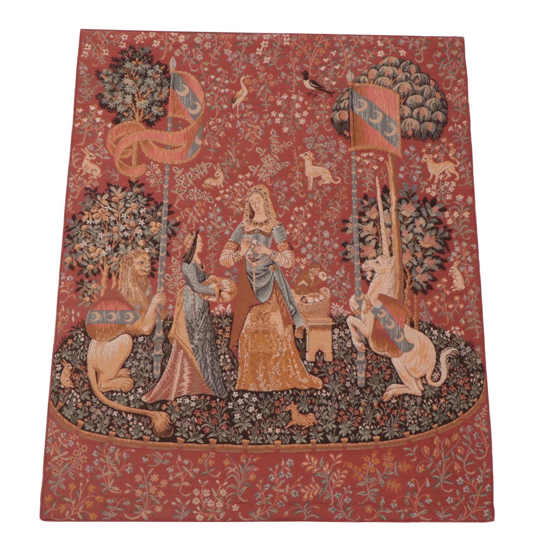 Machine Woven Tapestry after the "Lady and the Unicorn" Series "Smell"
