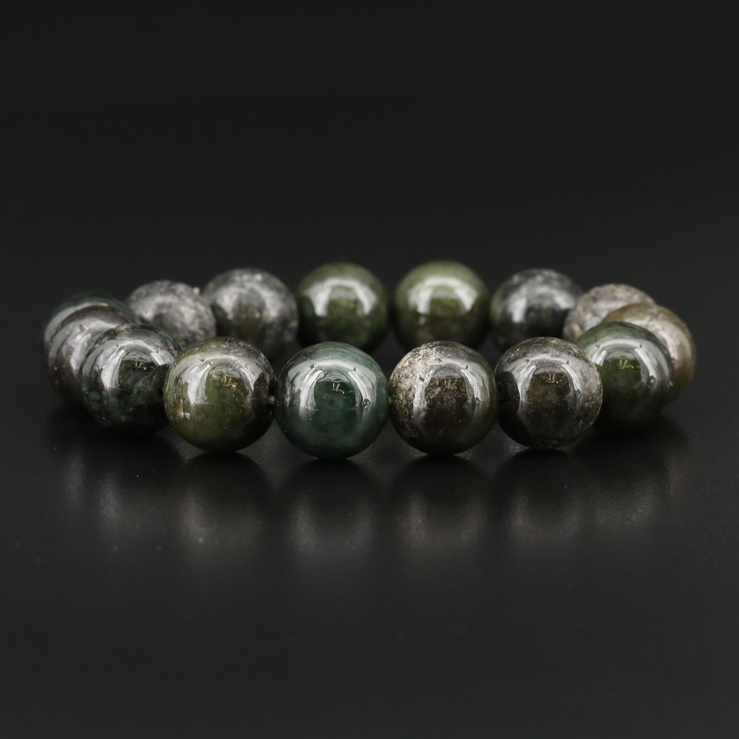 Expandable Jadeite Bead Bracelet