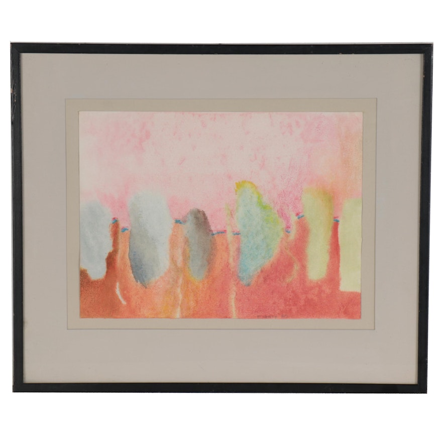 Elizabeth "Beth" Hertz Abstract Synchromy Watercolor Painting, 1980