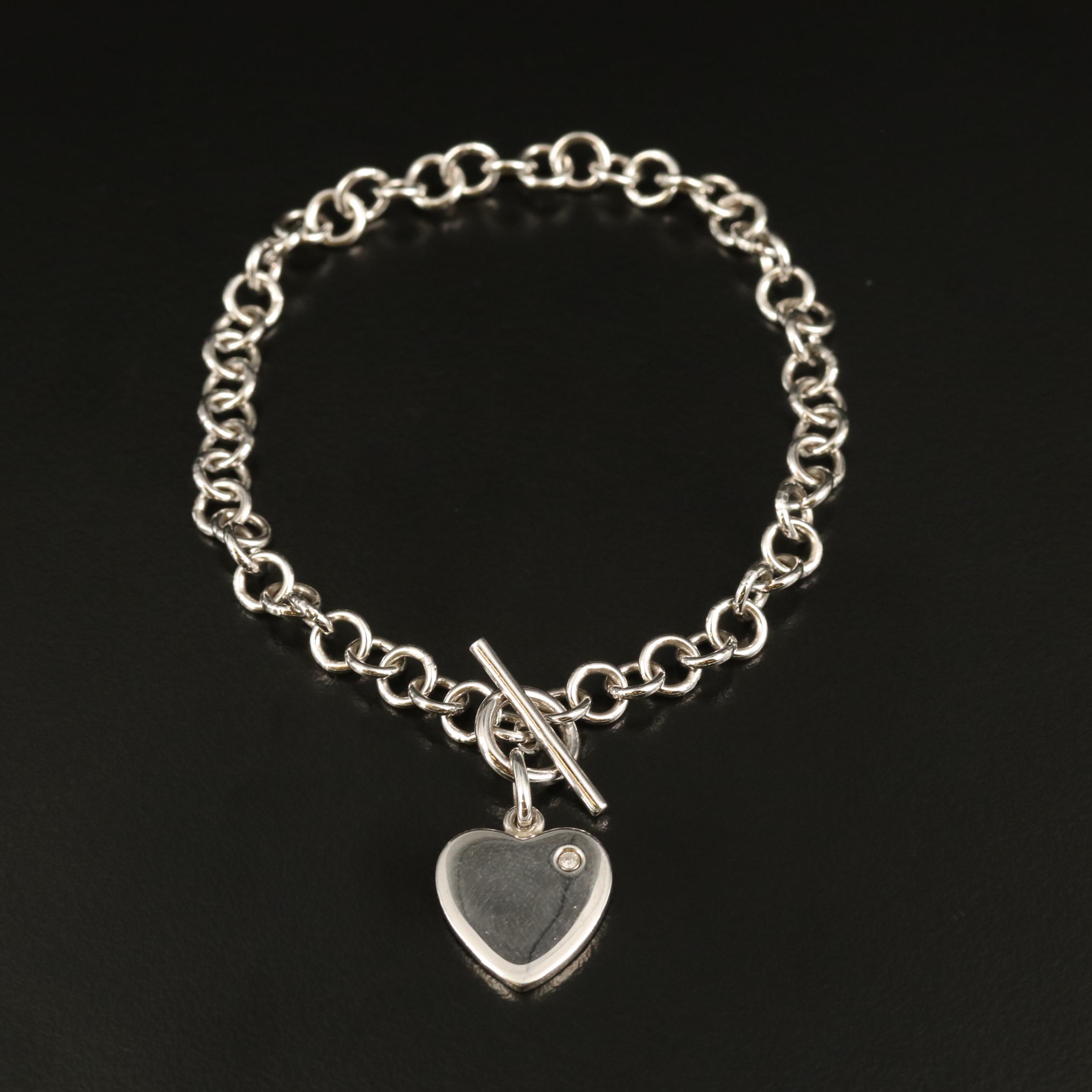 Hot Diamonds Sterling Diamond Heart Charm Bracelet
