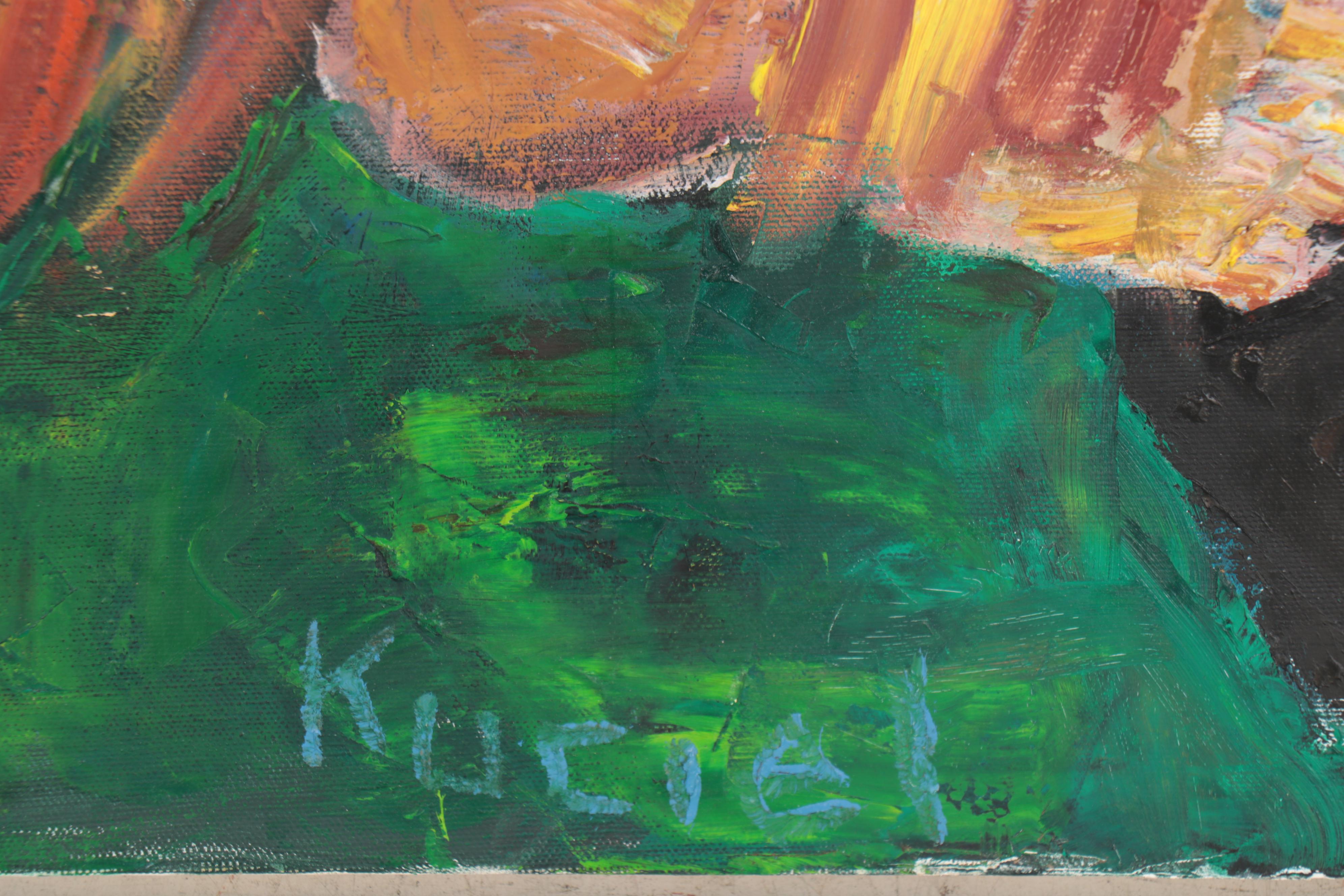 Oil Painting of Three Female Nude Figures, Late 20th Century