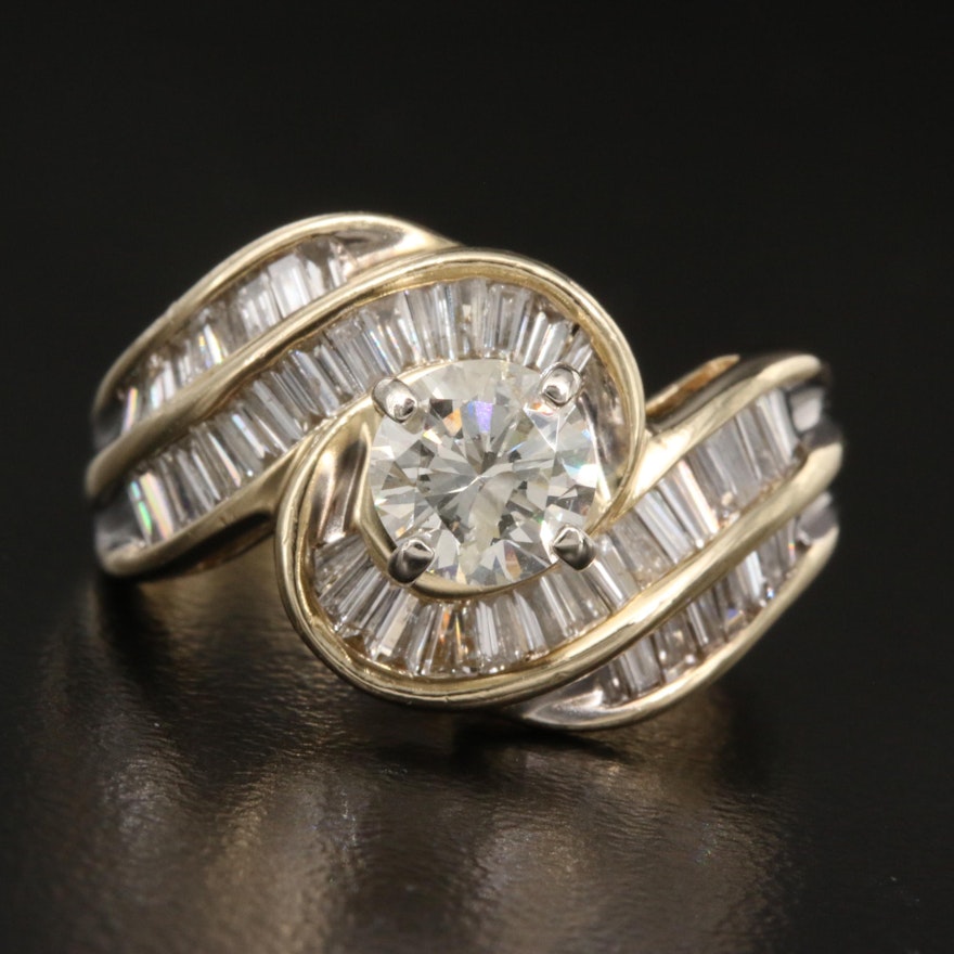 14K 1.65 CTW Diamond Swirl Ring