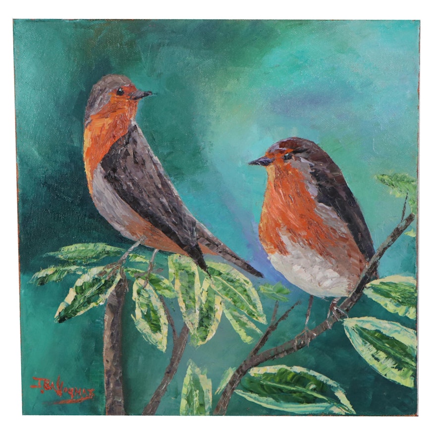 James Baldoumas Oil Painting "Pair of Robins," 2021