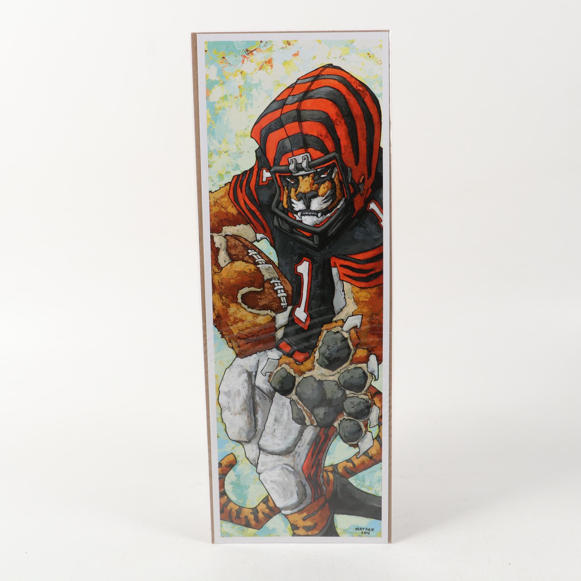 Tyler Eifert Signed Mini Helmet and Football with Mike Maydak Print