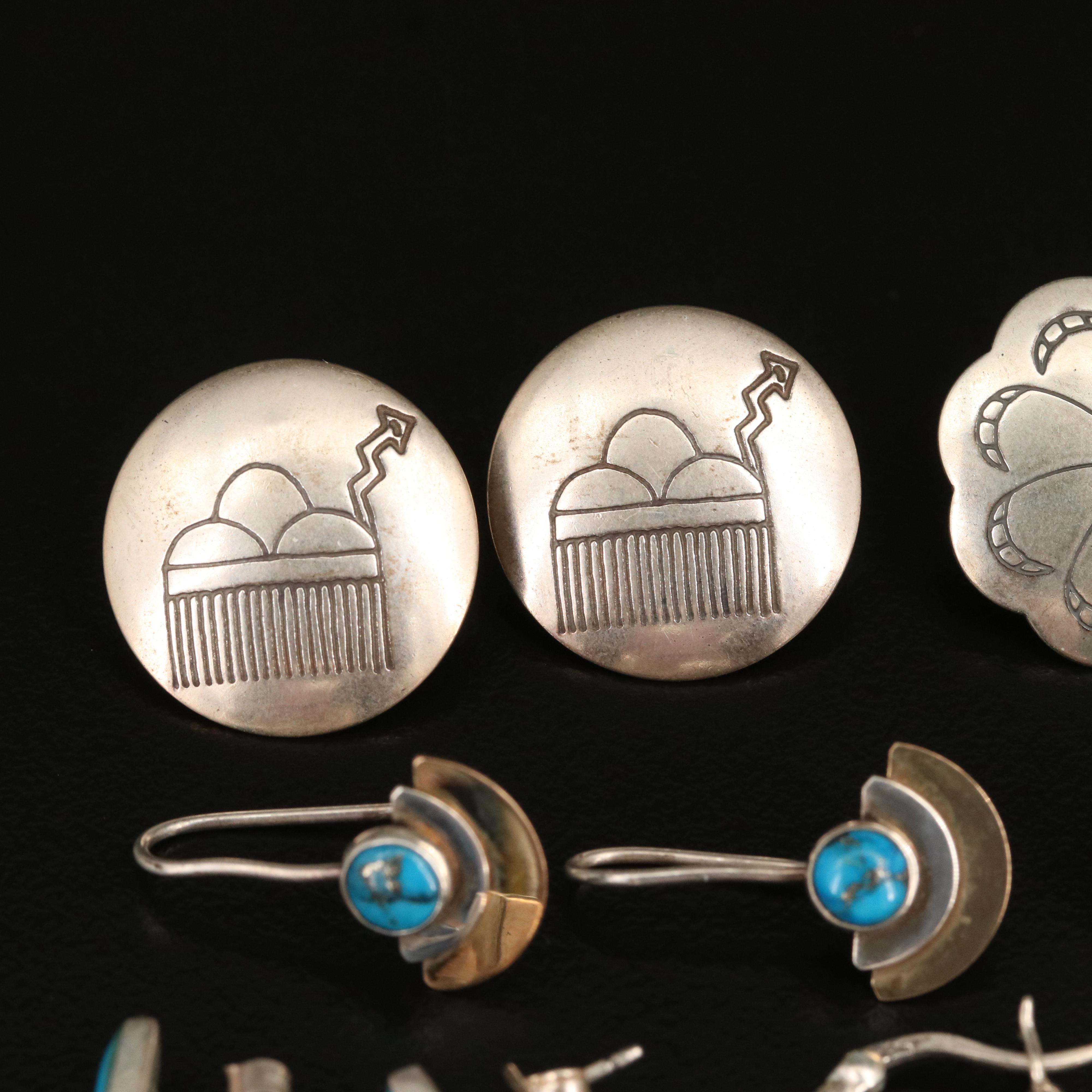 Sterling Earrings Including Turquoise, 800 Silver and Snakes